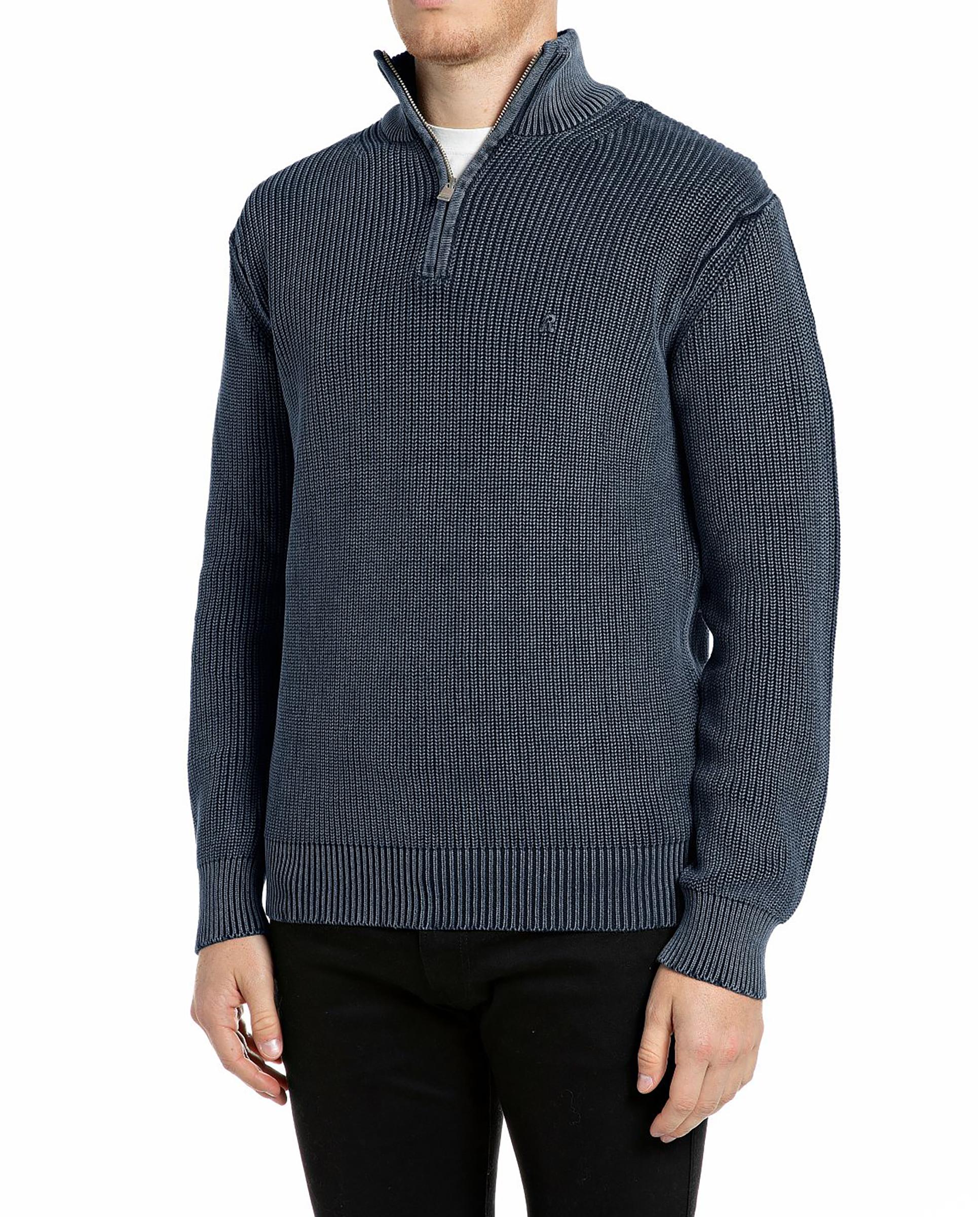 Imagen 1 de Jersey de hombre de algodón con cuello alto con cremallera - Replay - Azul Azul