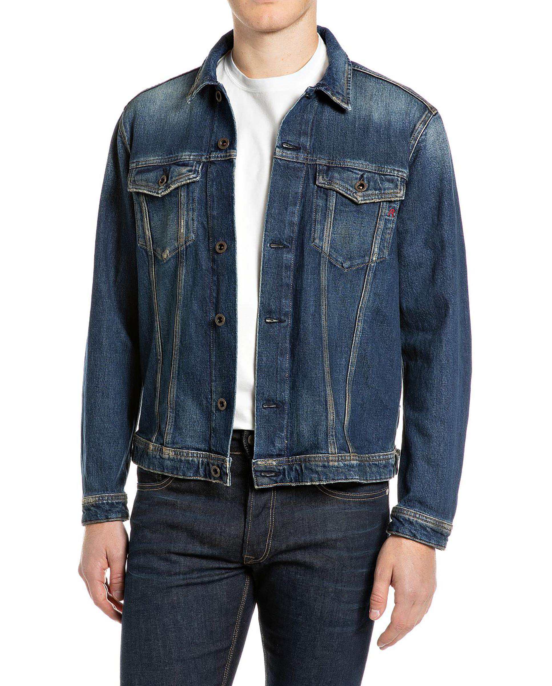 Cazadora de hombre denim de algodón - Replay - Azul oscuro Azul oscuro-1