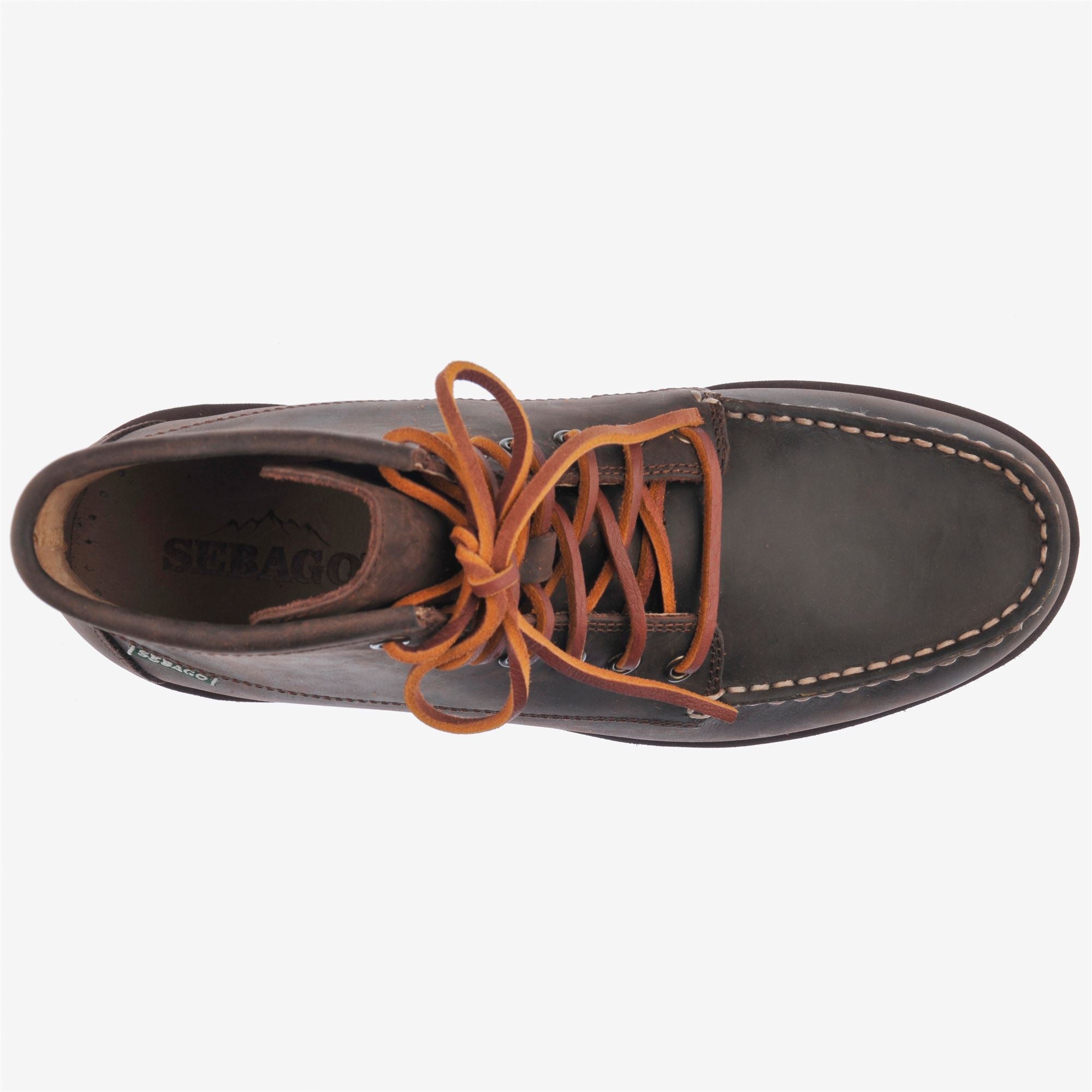 Imagen 4 de Botas de caña media de hombre de piel con puntera moc y cordones - Sebago - Marrón Marrón