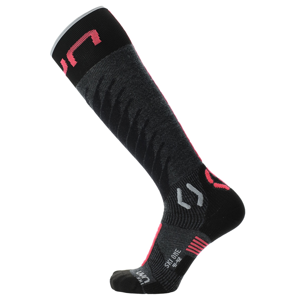 Calcetines de esquí de mujer One Merino UYN - Gris / Rosa Gris / Rosa-3