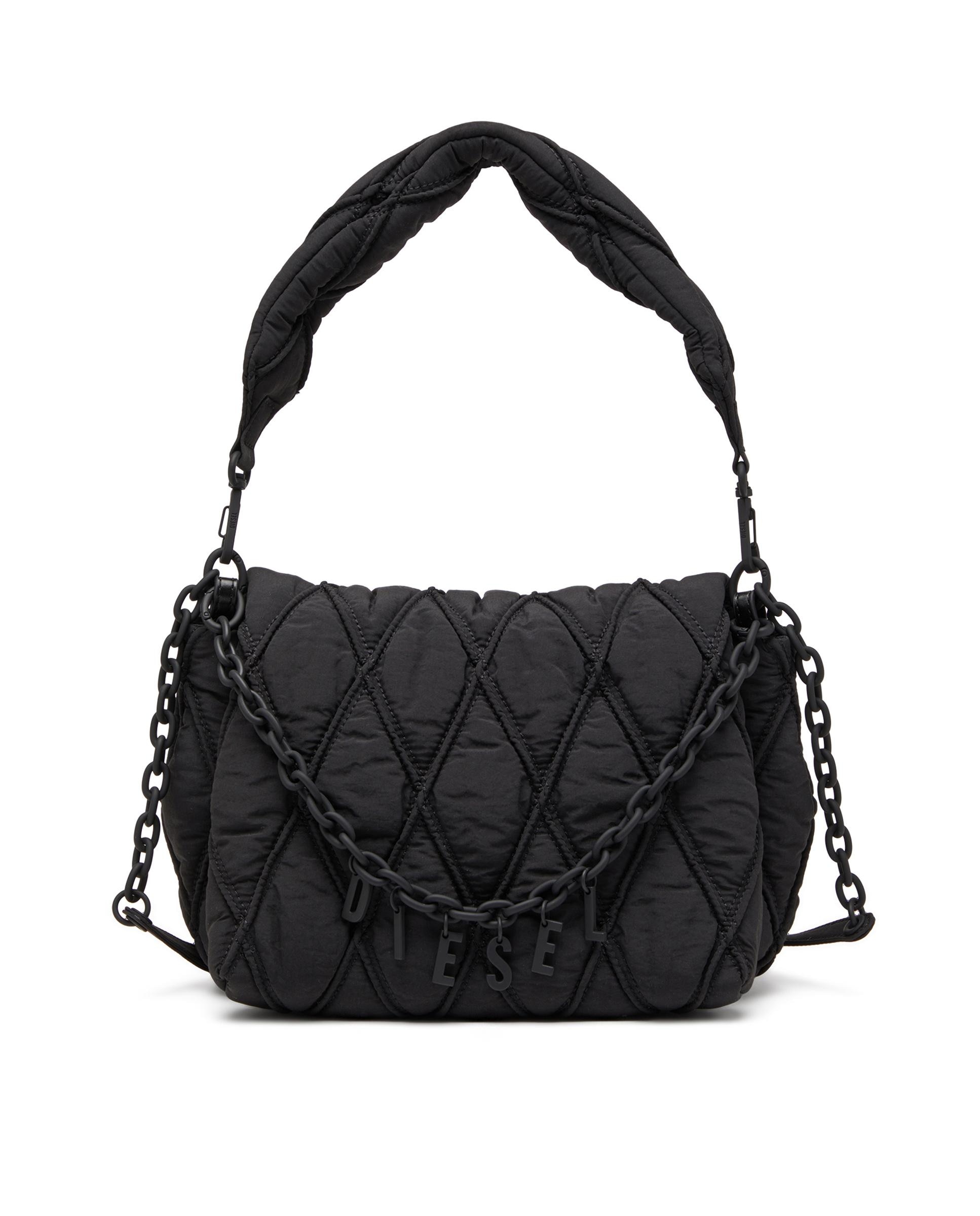 Imagen 0 de Bolso de hombro de mujer con doble correa y cadena con logo Negro