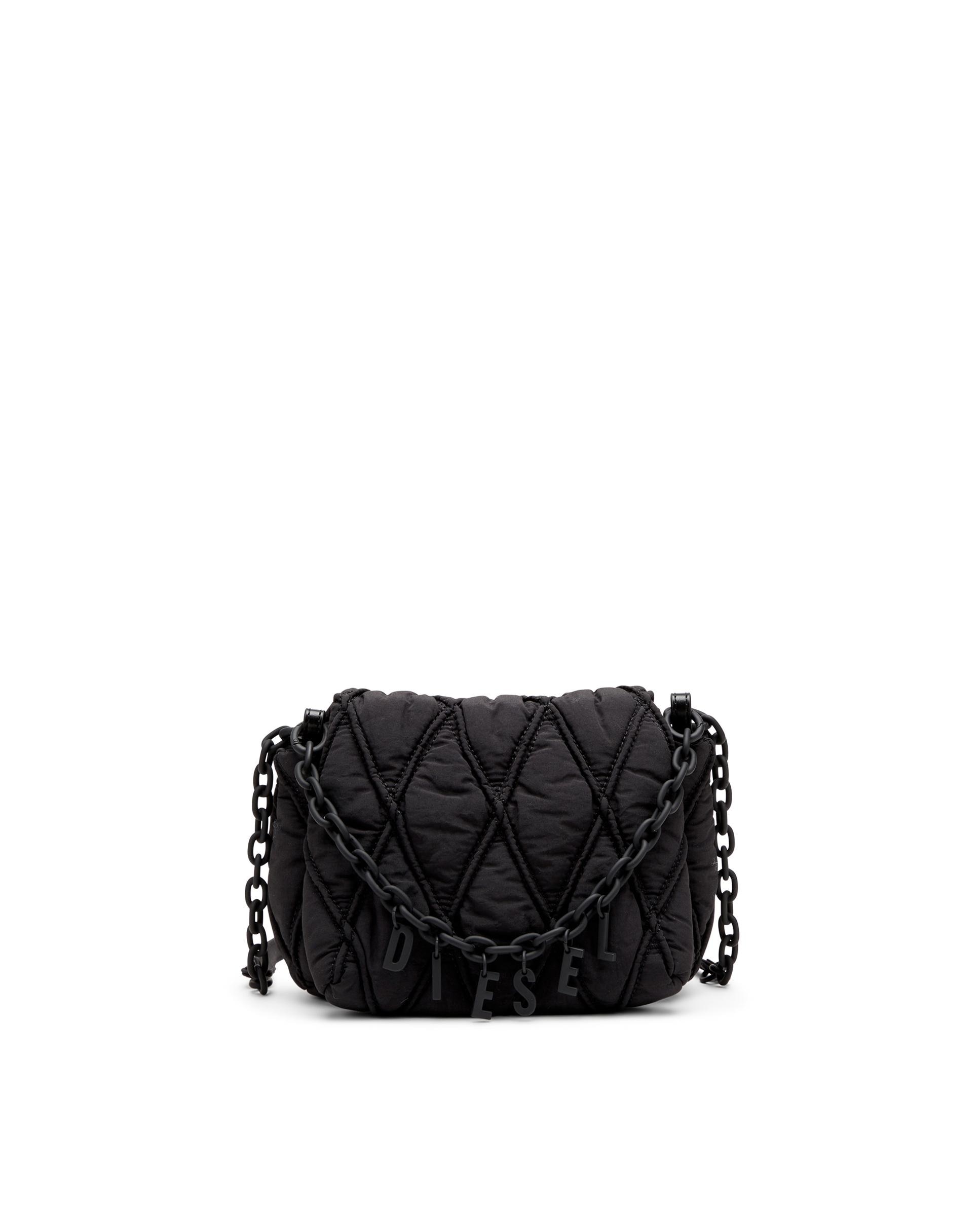 Imagen 0 de Bolso de mujer de mano con doble asa y adorno de cadena con letras Negro
