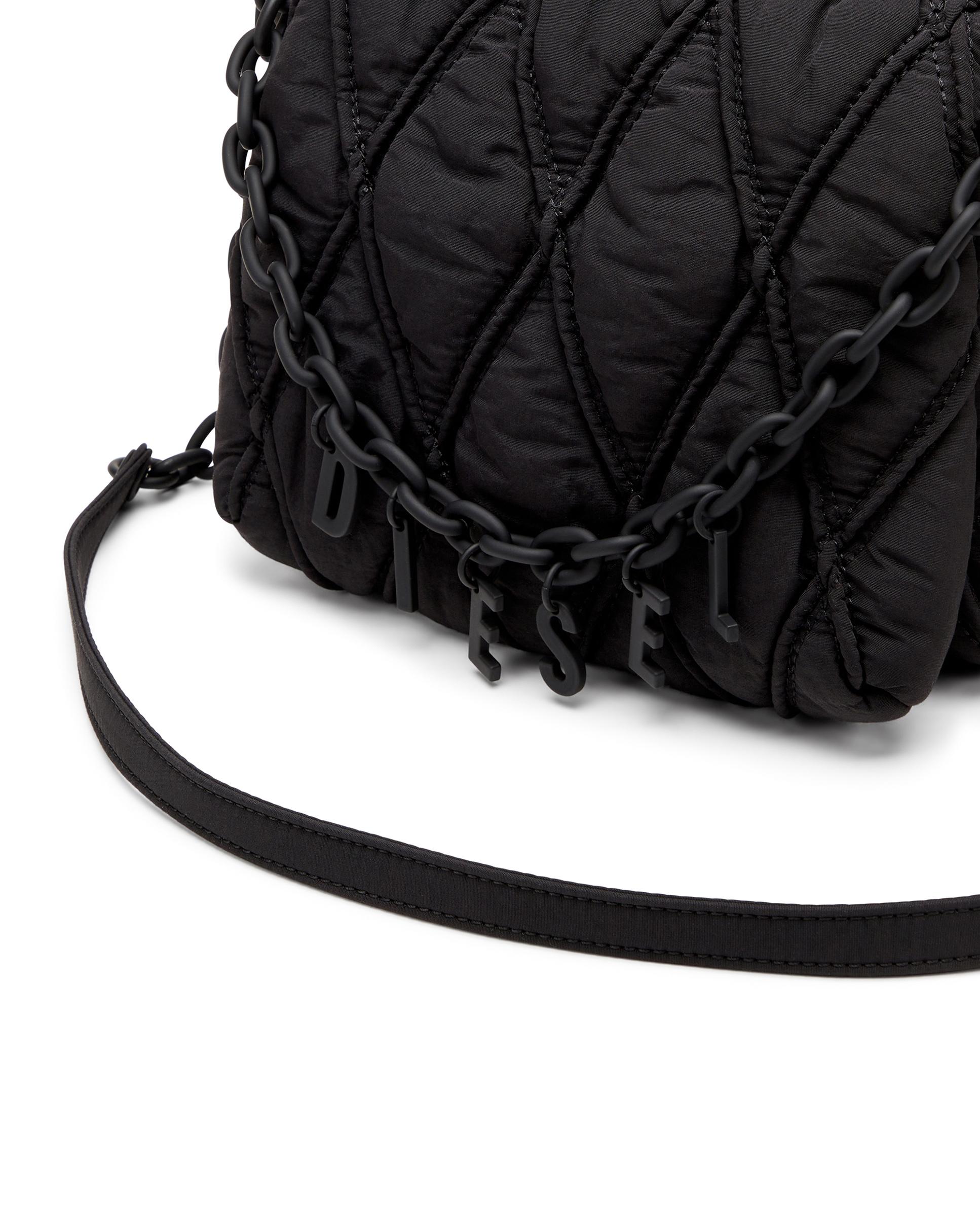 Bolso de mujer de mano con doble asa y adorno de cadena con letras - Diesel - Negro Negro-5