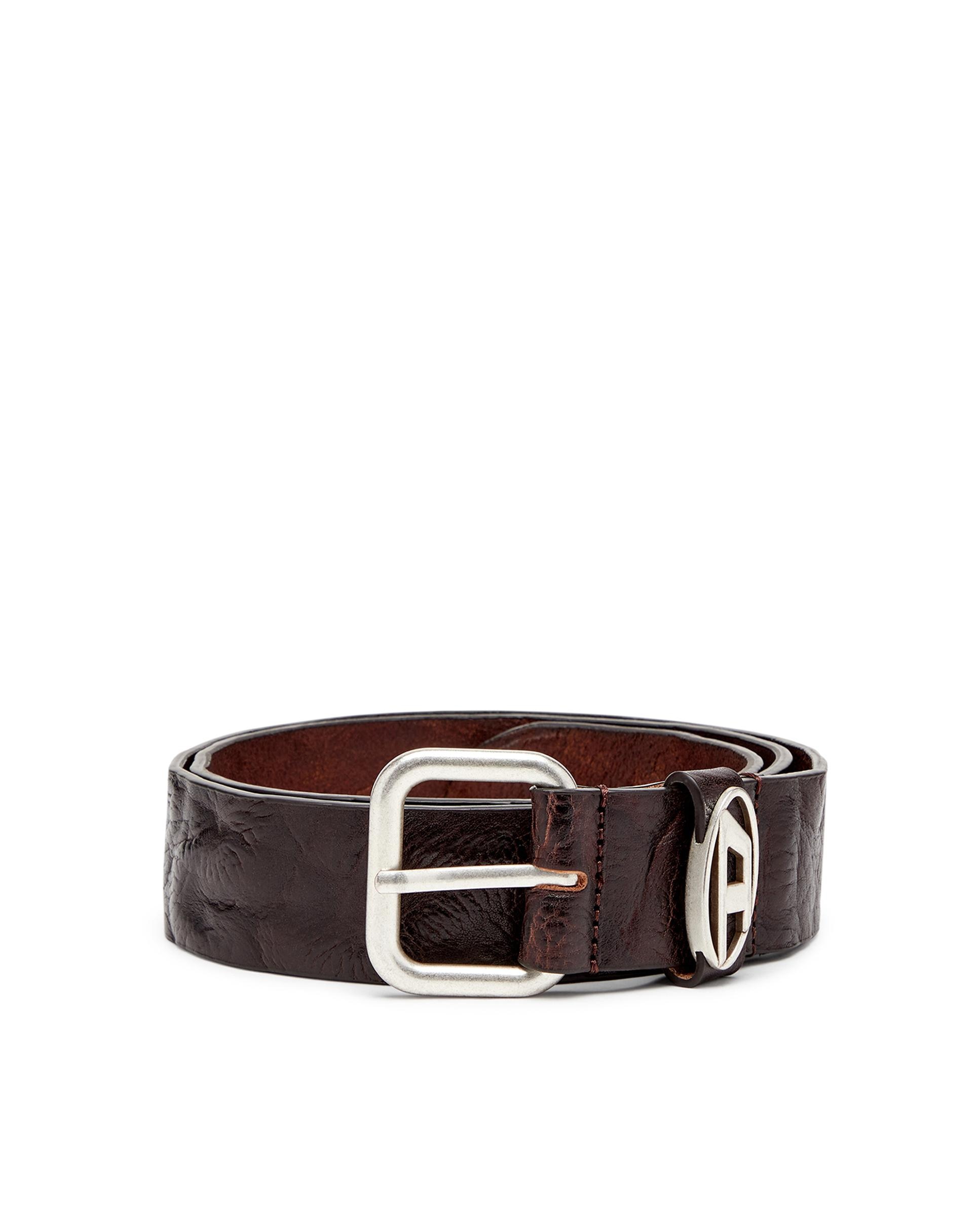 Imagen 1 de Cinturón unisex DIESEL de piel con hebilla metálica Marrón oscuro