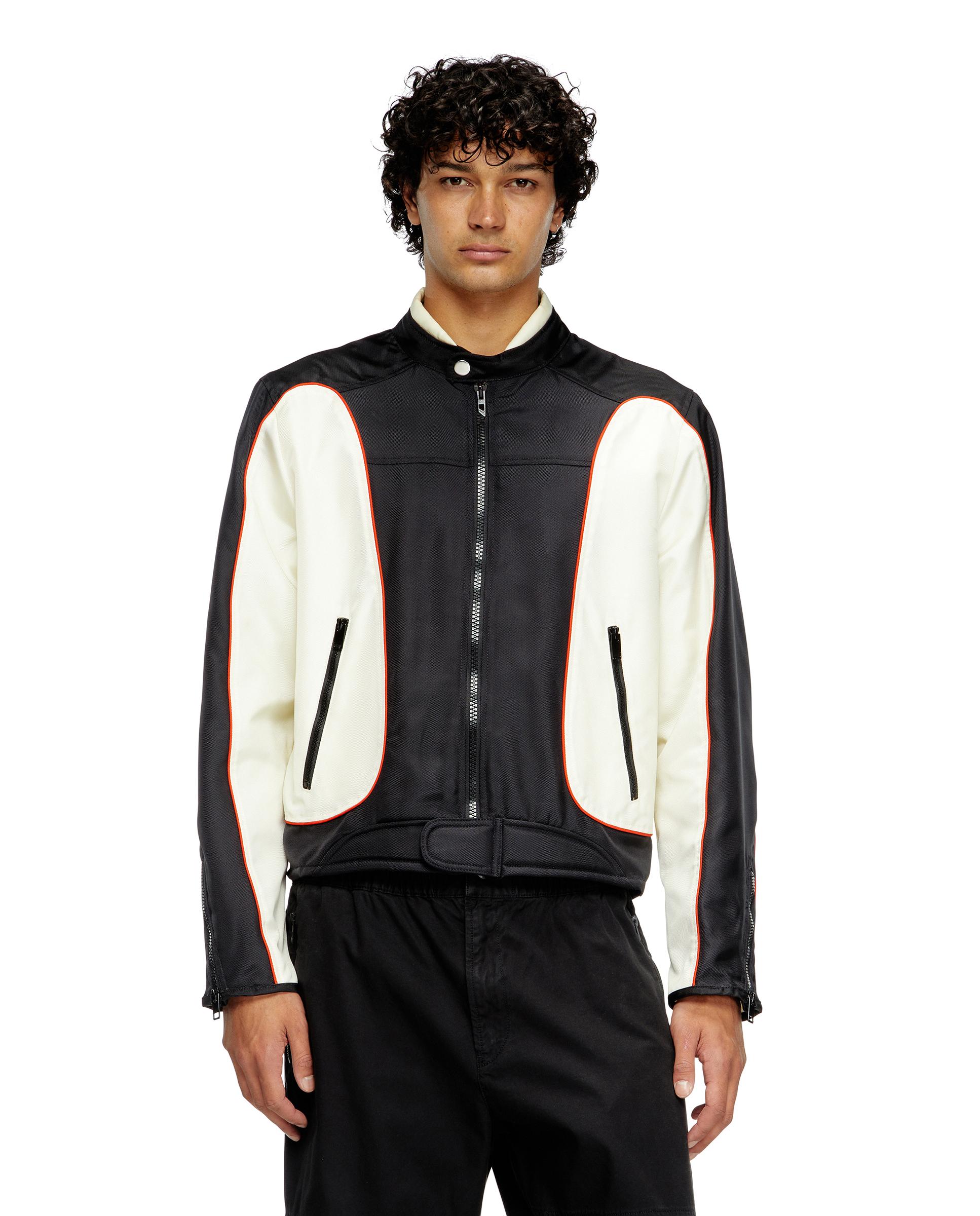 Diesel - Cazadora de hombre biker con bloques de color y ribetes.
