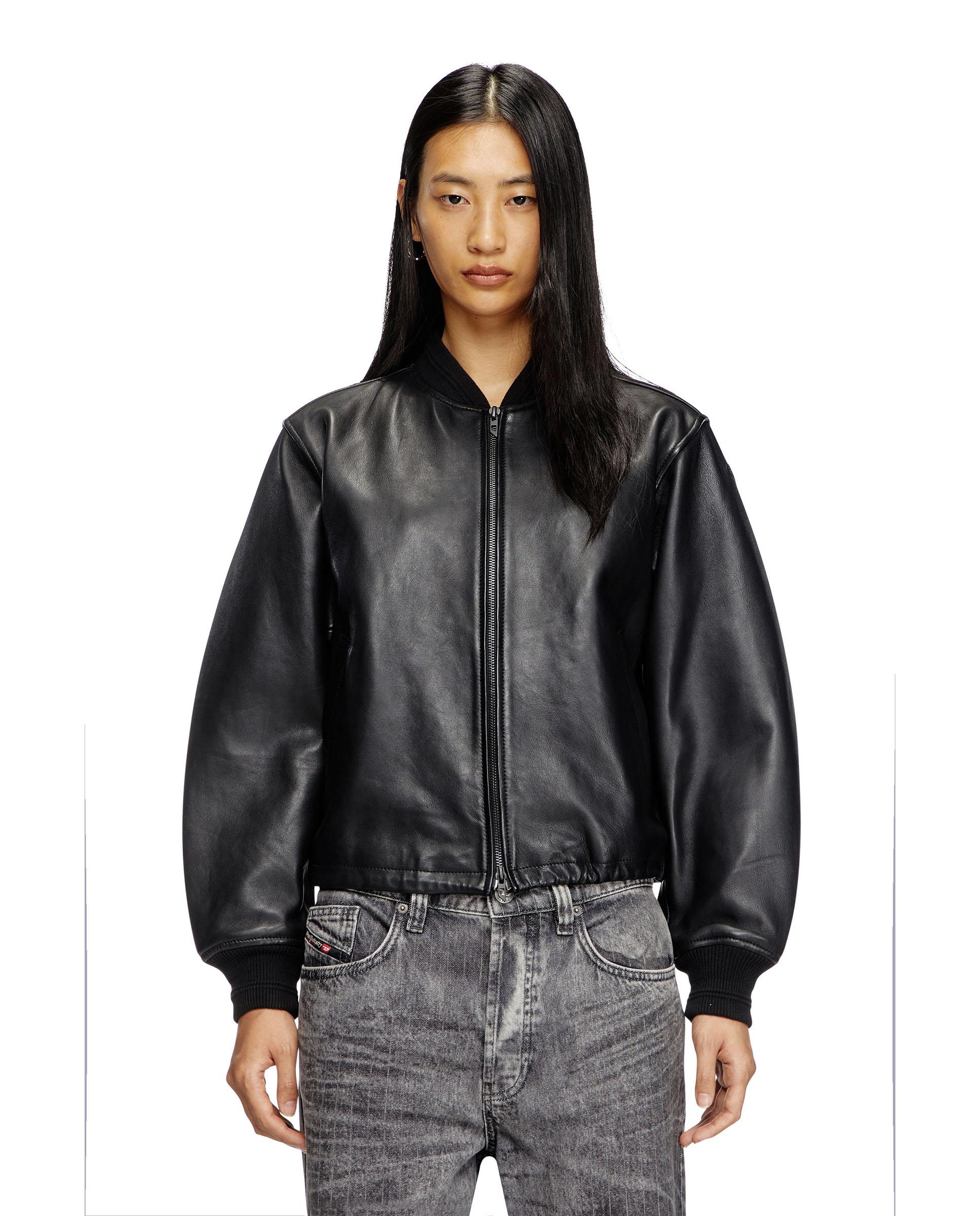 Diesel - Chaqueta de mujer de piel estilo bomber.