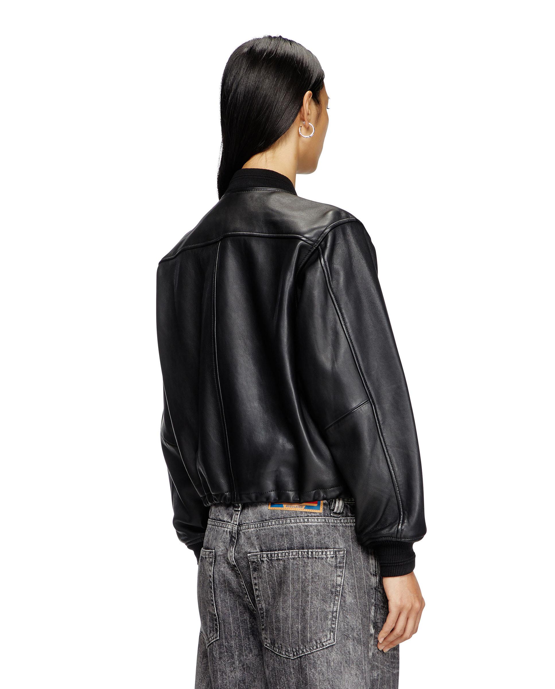 Chaqueta de mujer de piel estilo bomber - Diesel - Negro Negro-2