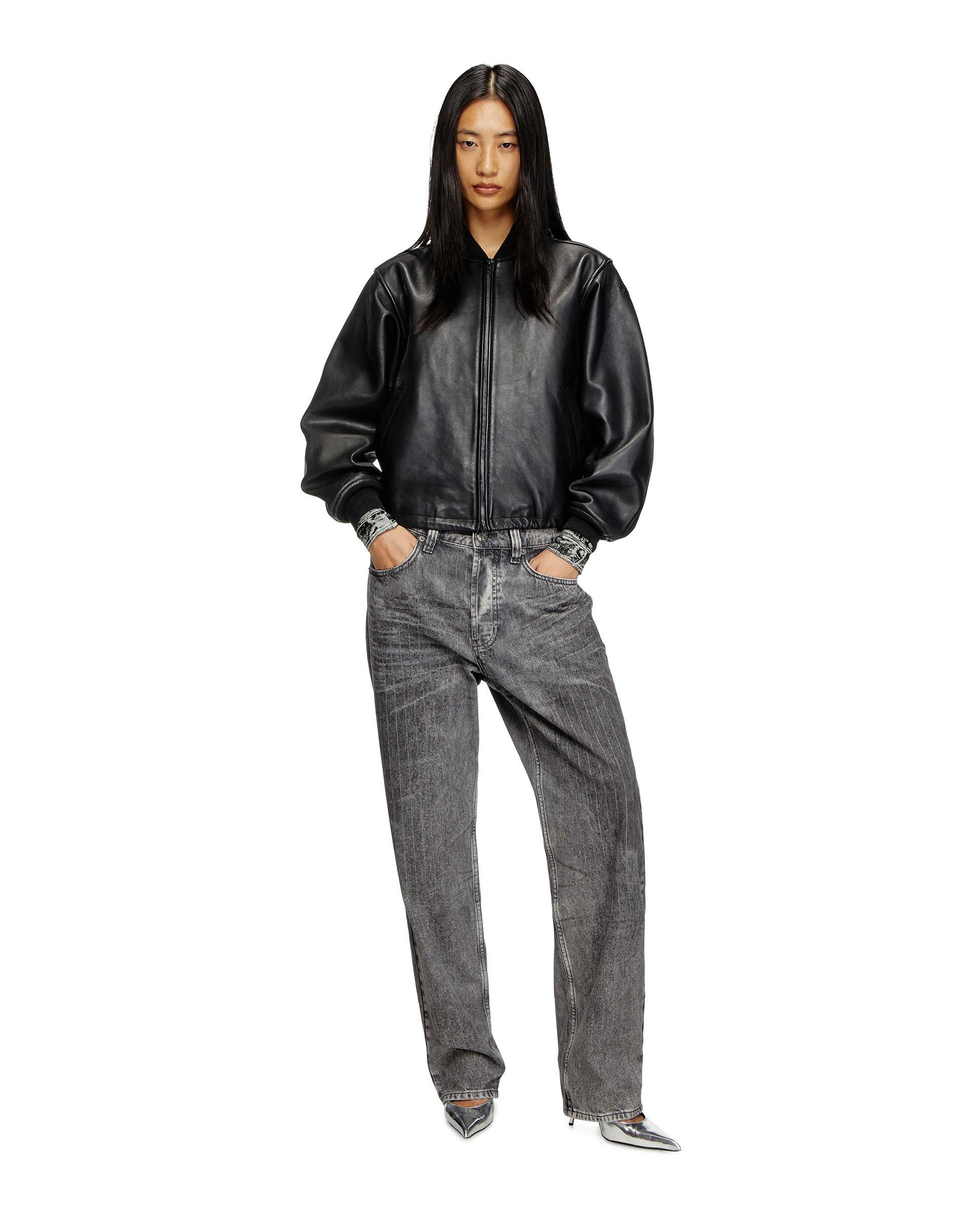 Chaqueta de mujer de piel estilo bomber - Diesel - Negro Negro-4