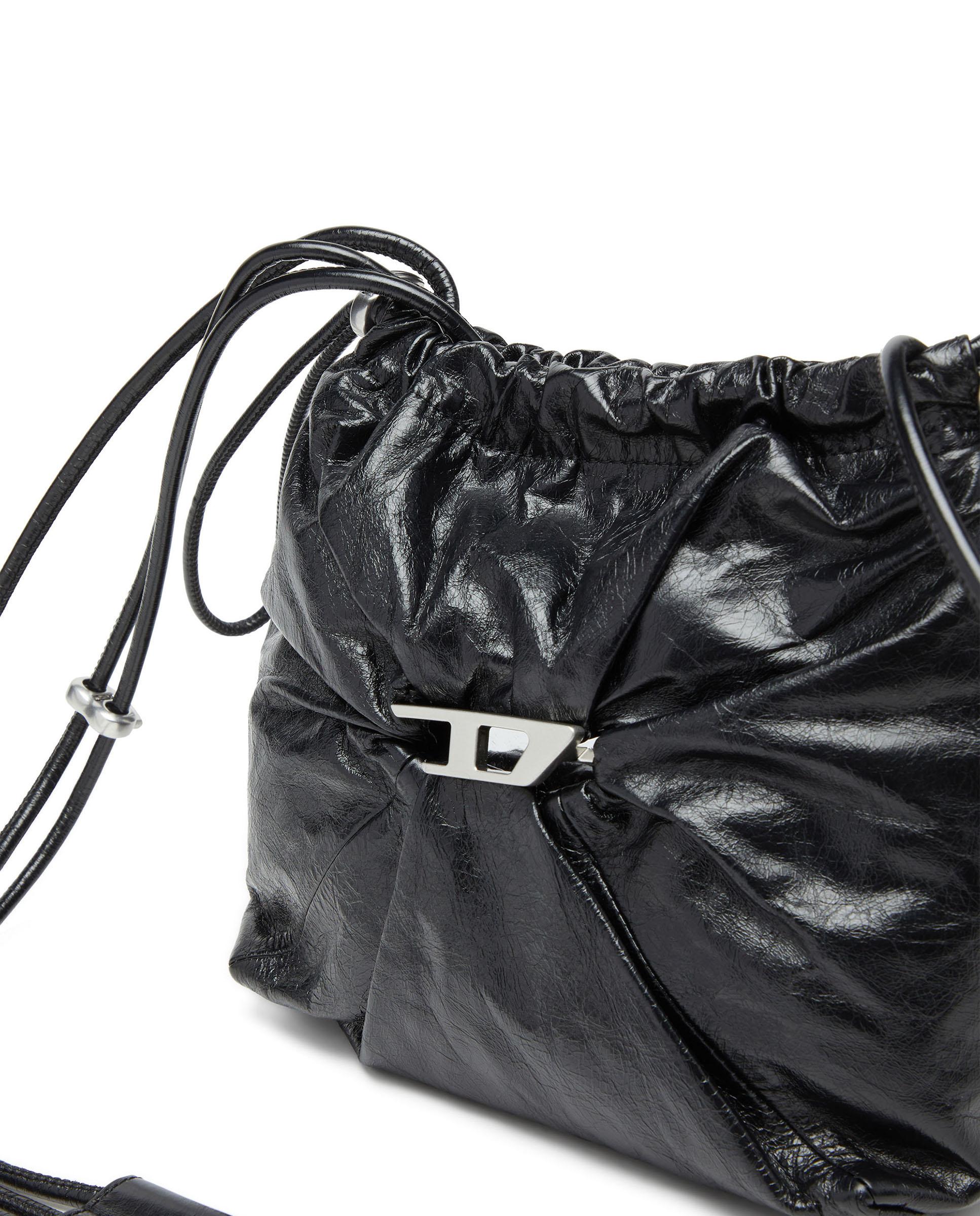 Bandolera de mujer de piel con cierre de cuerdas - Diesel - Negro Negro-5