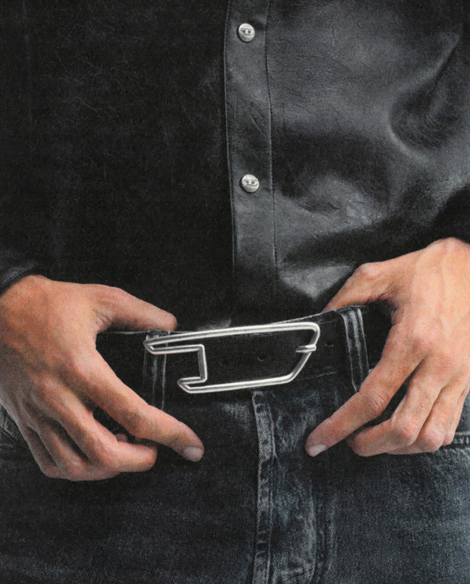 Imagen 2 de Cinturón de hombre 3 cm de cuero con hebilla con el logotipo d - Diesel - Negro Negro
