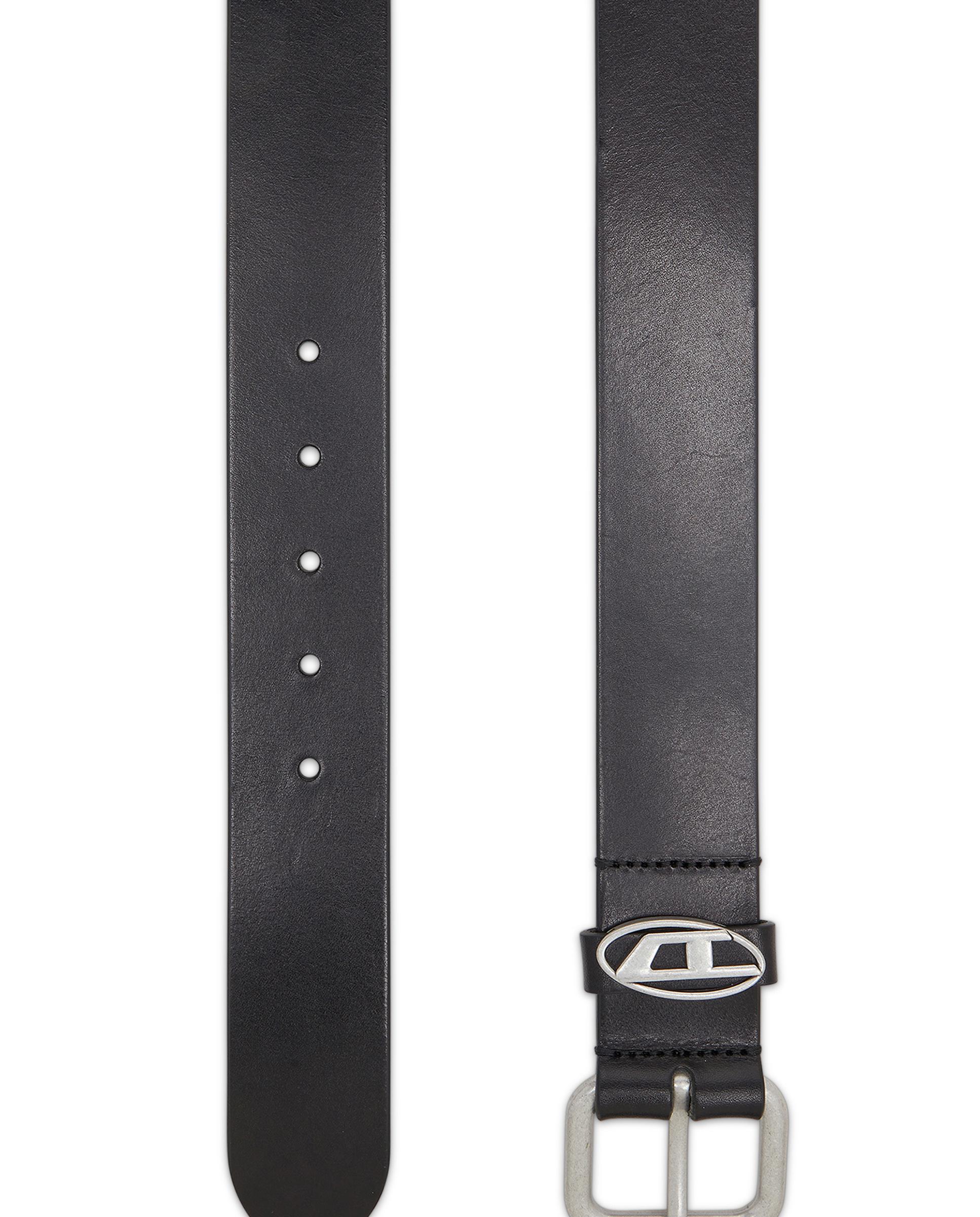 Cinturón de hombre 4 cm de piel mate con hebilla metálica - Diesel - Negro Negro-2