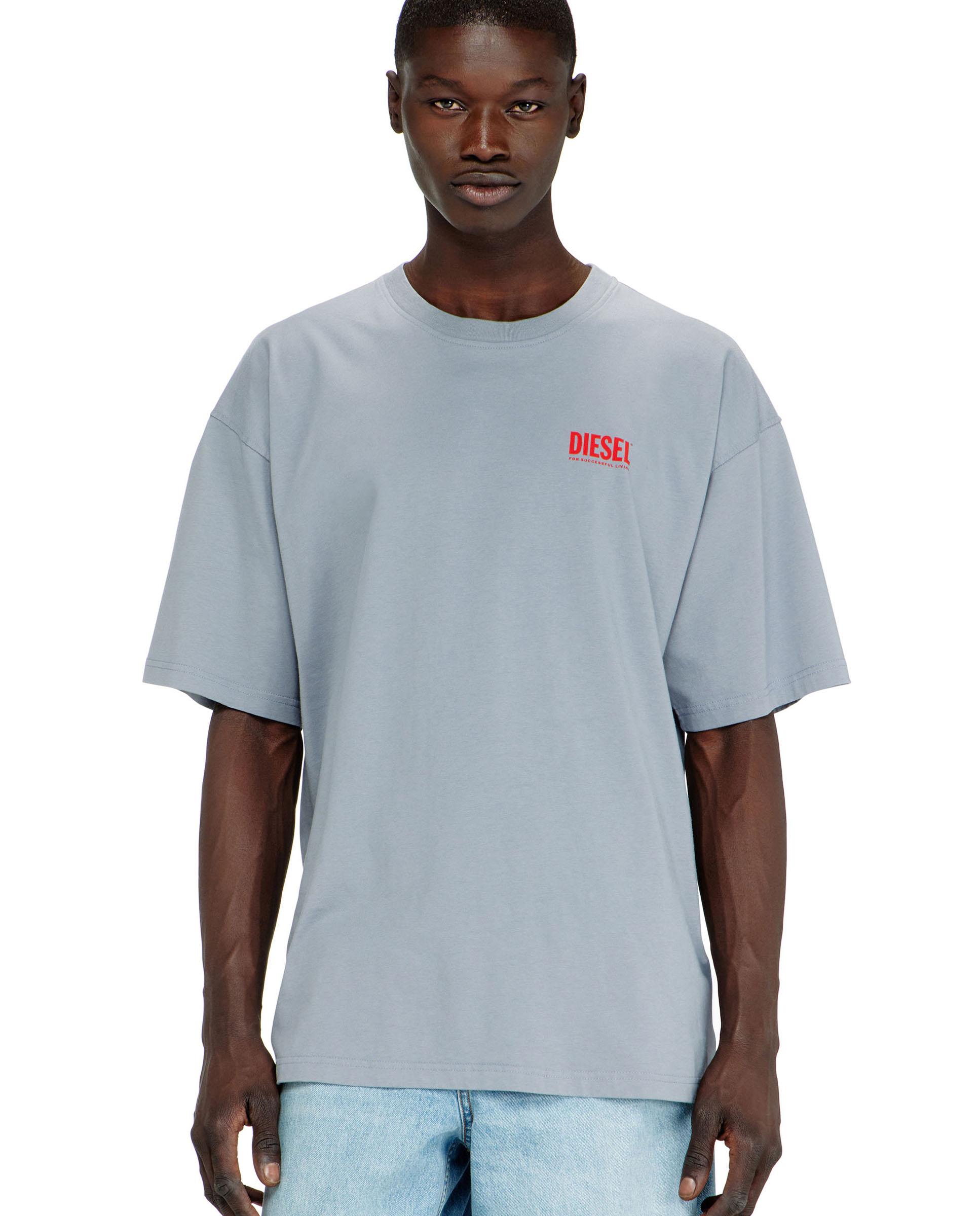 Camiseta de hombre de manga corta de algodón con estampado diesel biscotto - Gris Gris-1