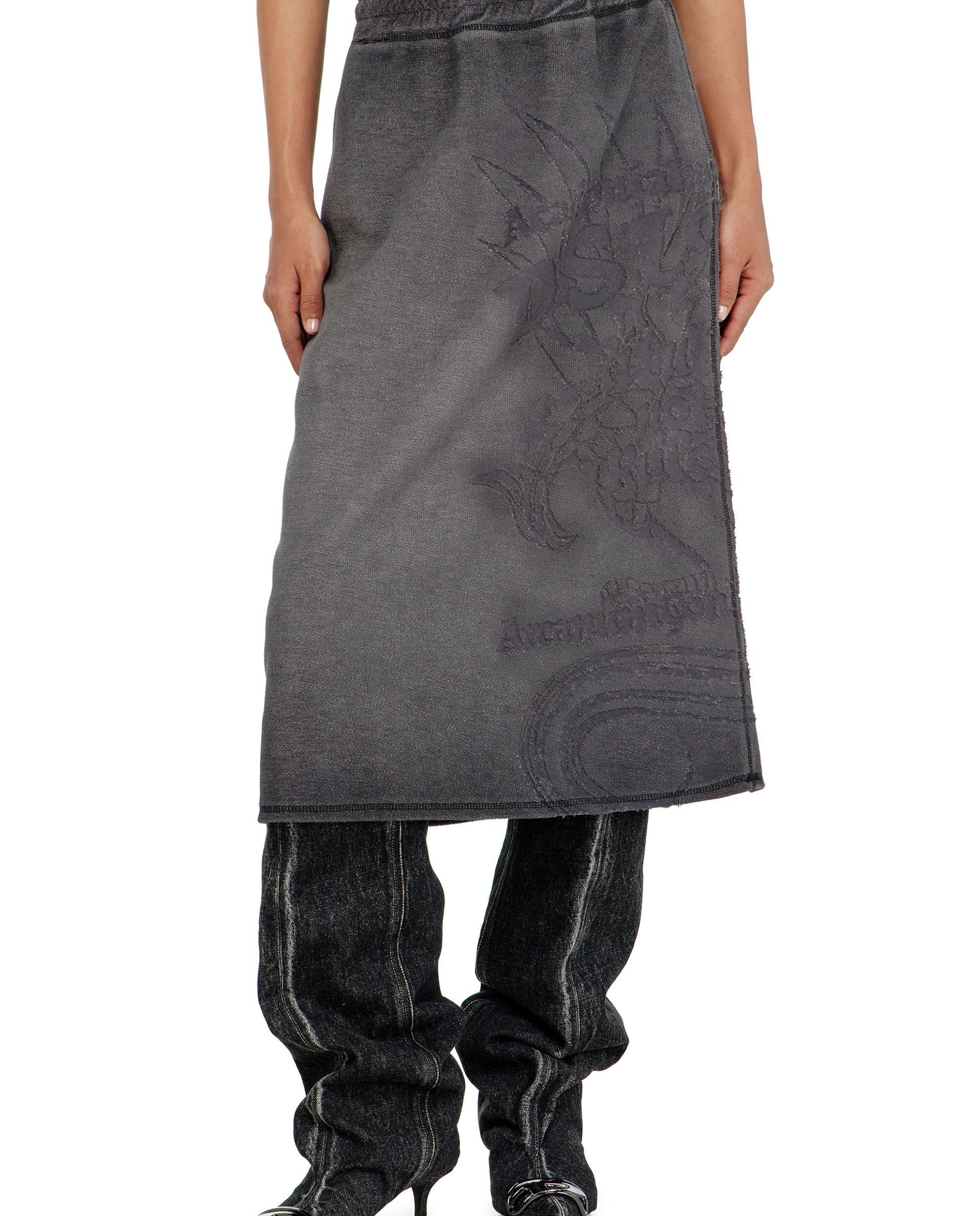 Falda midi regular con felpa - Diesel - Gris Gris-1