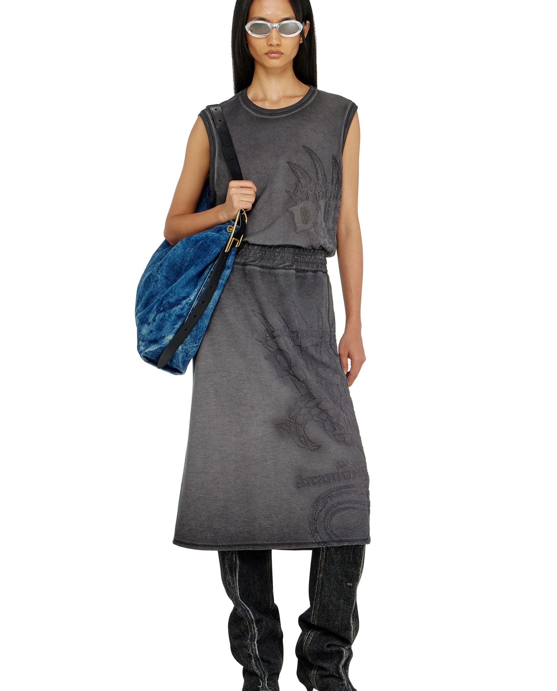 Falda midi regular con felpa - Diesel - Gris Gris-3