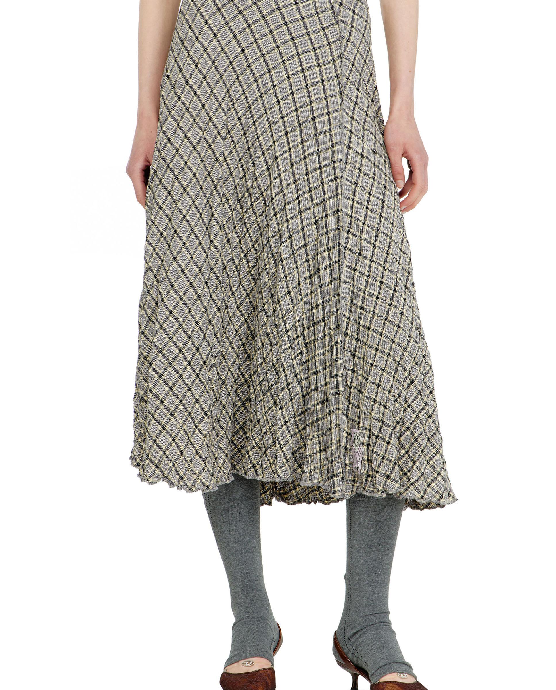 Falda midi de cuadros con vuelo - Diesel - Gris Gris-1