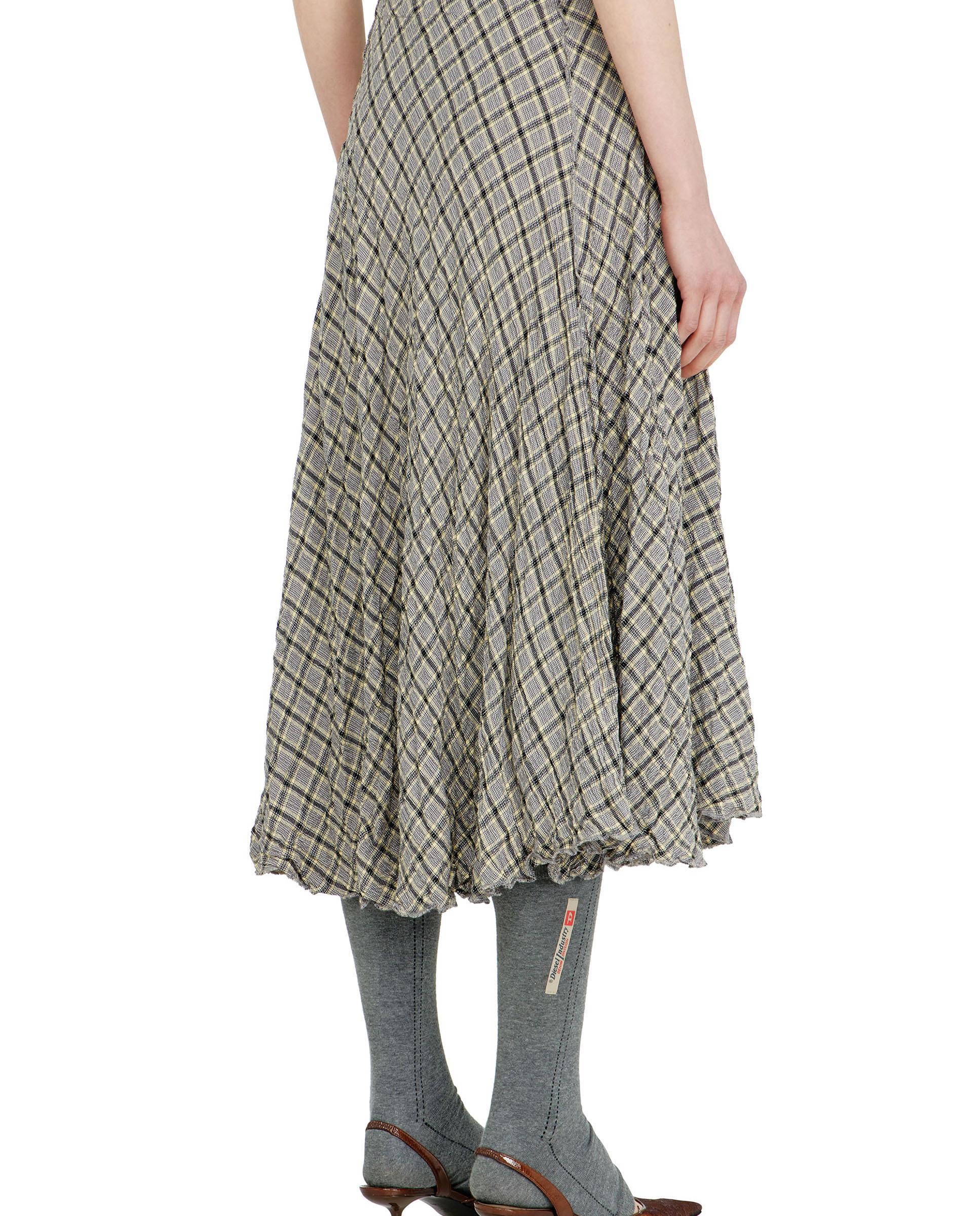 Falda midi de cuadros con vuelo - Diesel - Gris Gris-2