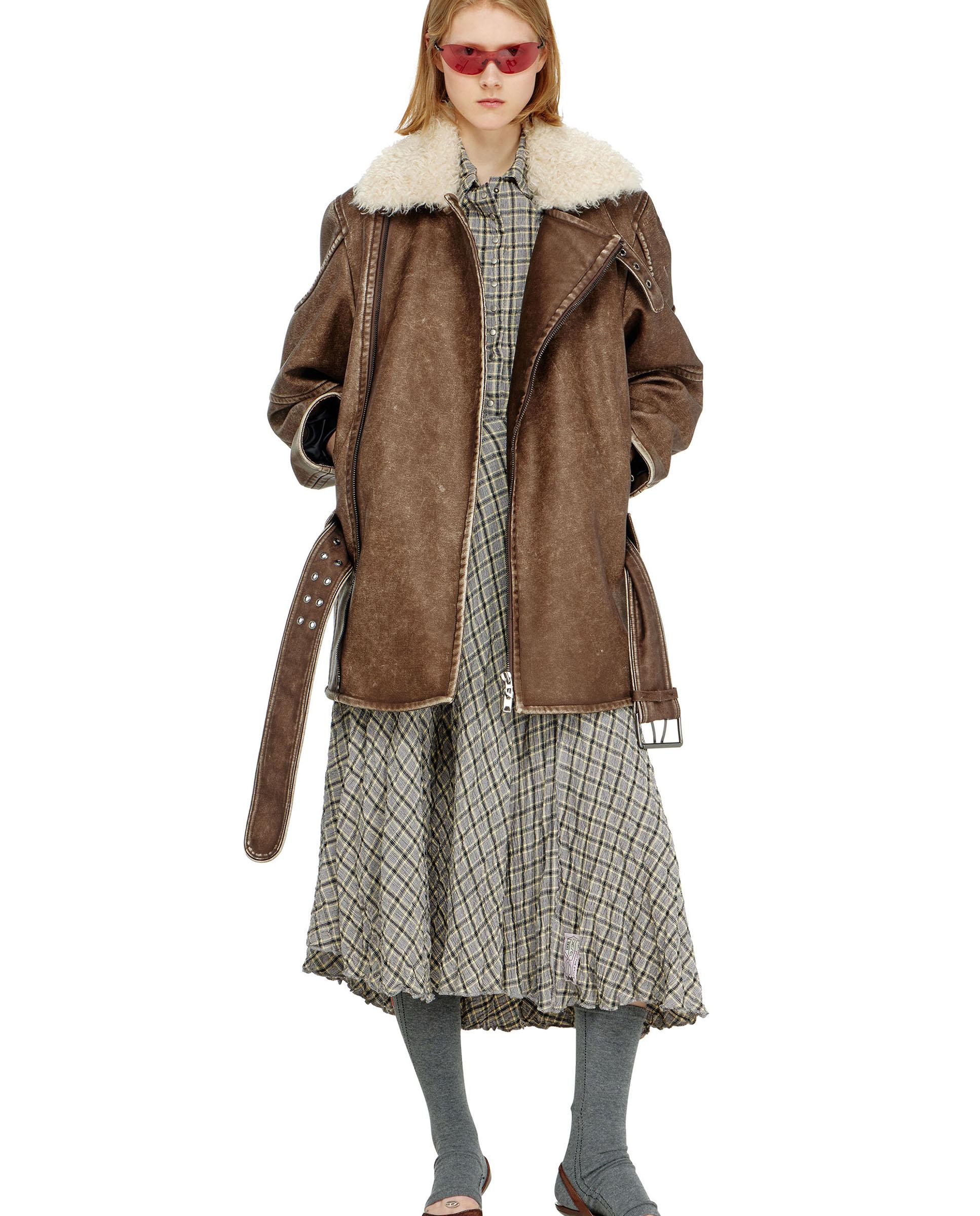 Falda midi de cuadros con vuelo - Diesel - Gris Gris-3