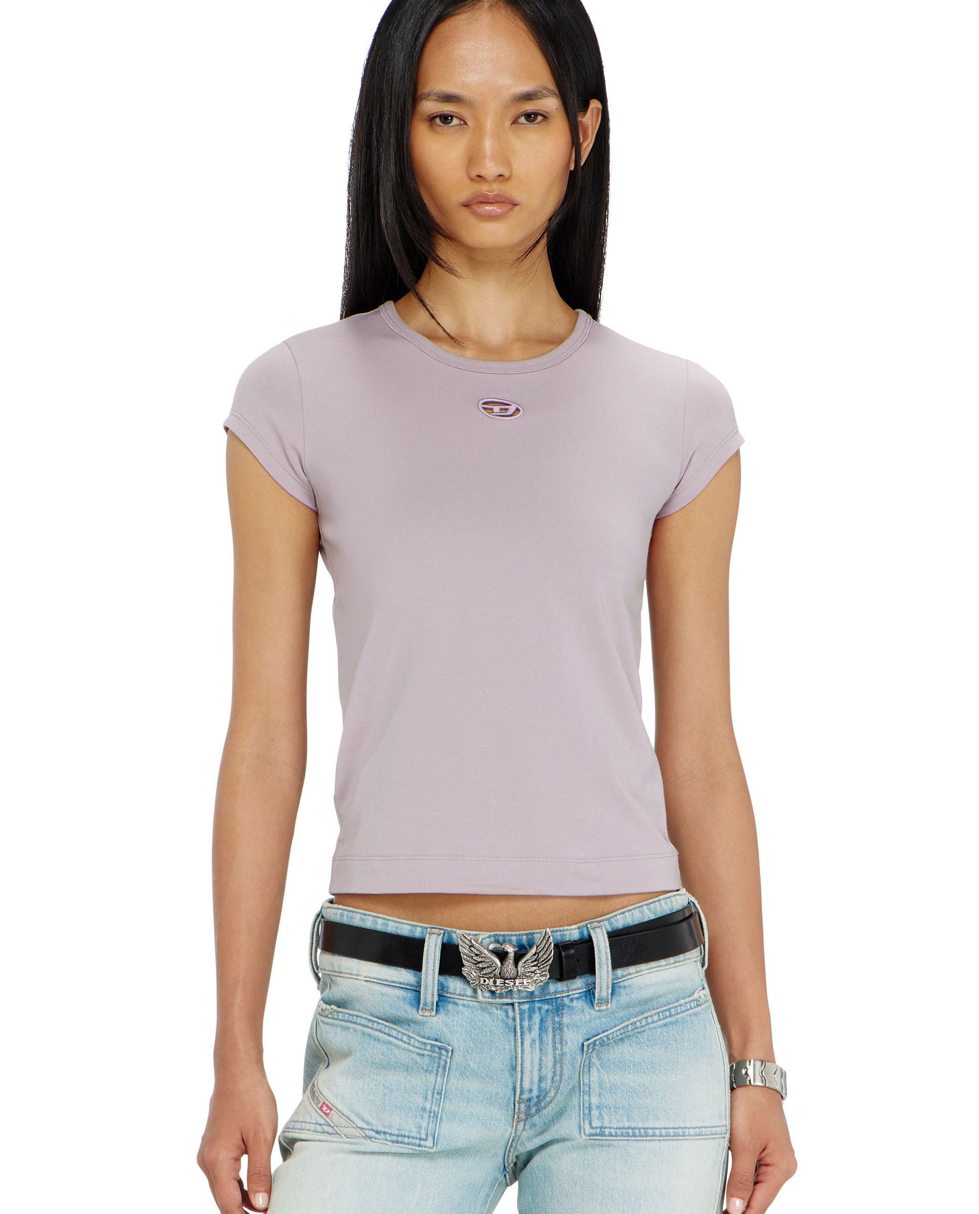 Camiseta de mujer con logo bordado de manga corta - Diesel - Morado Morado-1
