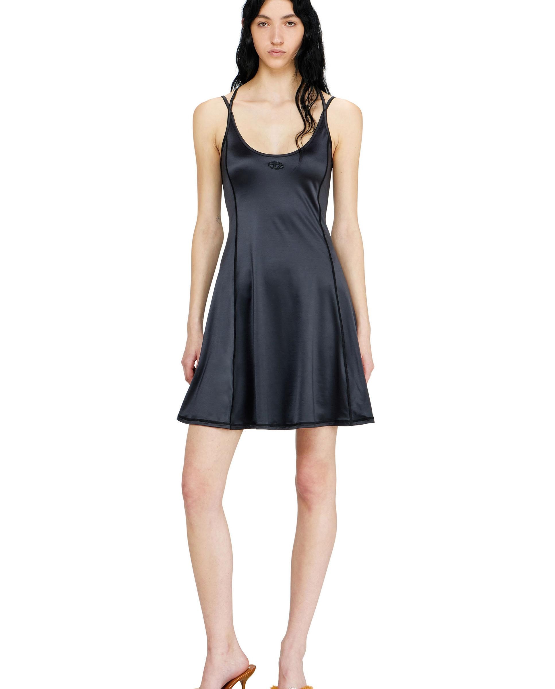Vestido corto estilo acampanado con tirantes - Diesel - Negro Negro-1