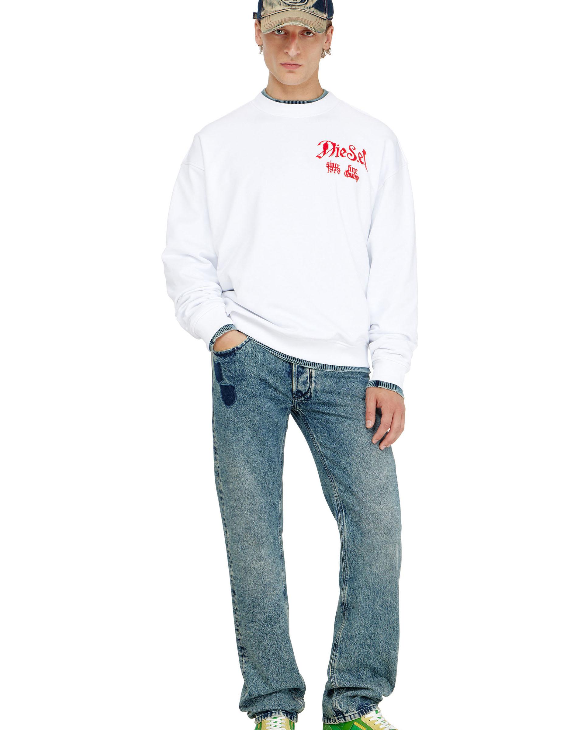 Sudadera de hombre de algodón con gráficos flocados - Diesel - Blanco Blanco-3