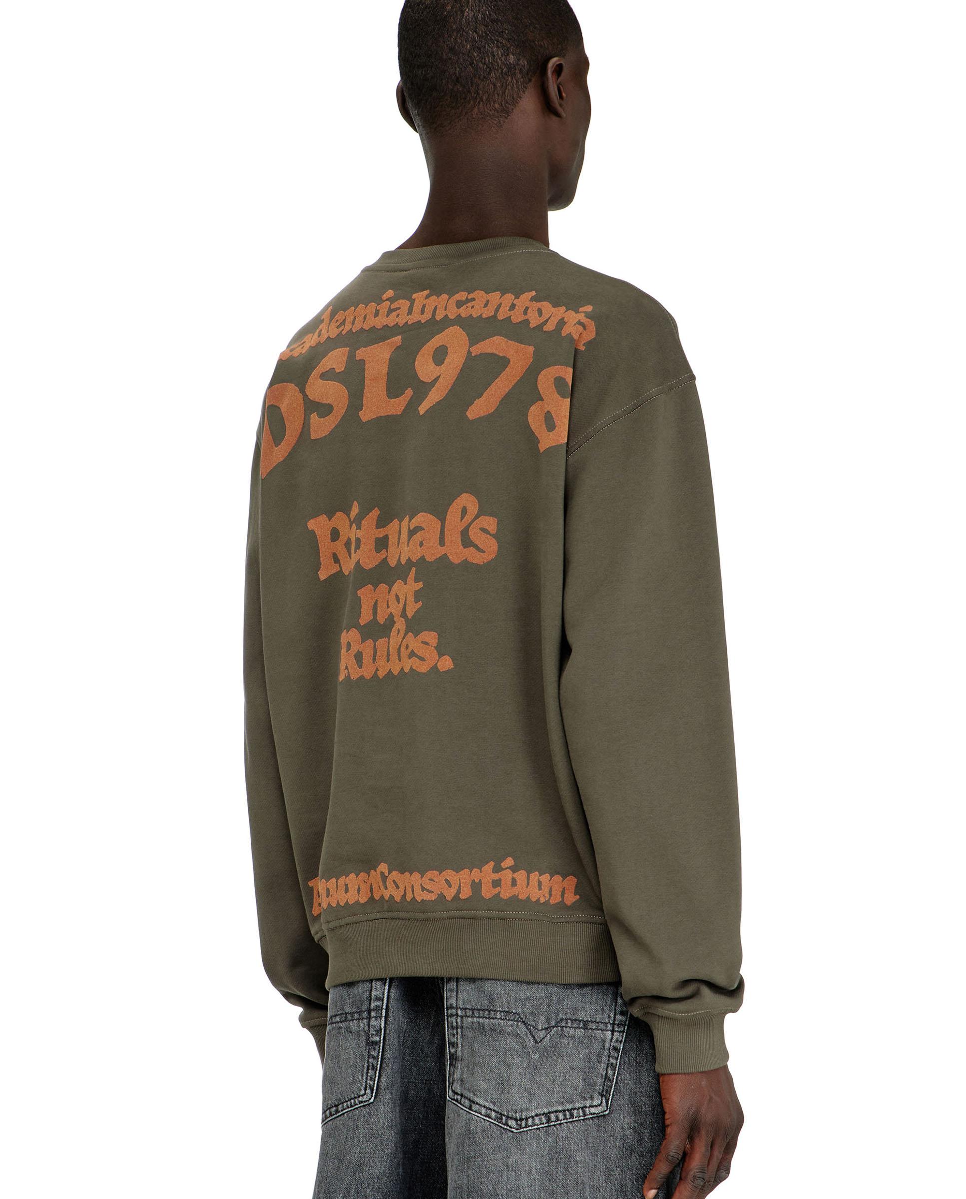 Sudadera de hombre con bordado y estampado flock - Diesel - Verde Verde-2