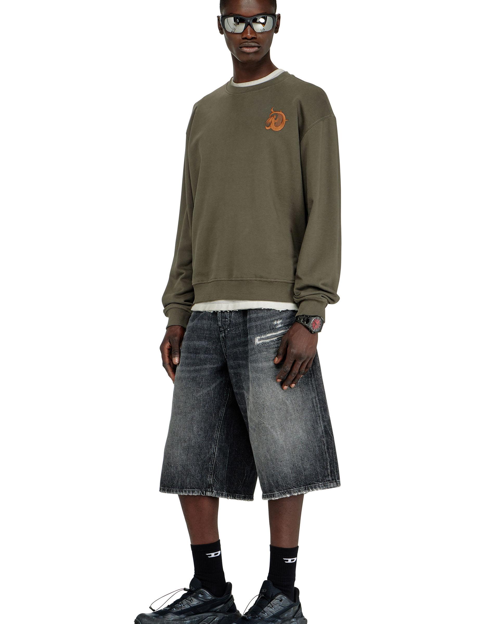 Sudadera de hombre con bordado y estampado flock - Diesel - Verde Verde-3