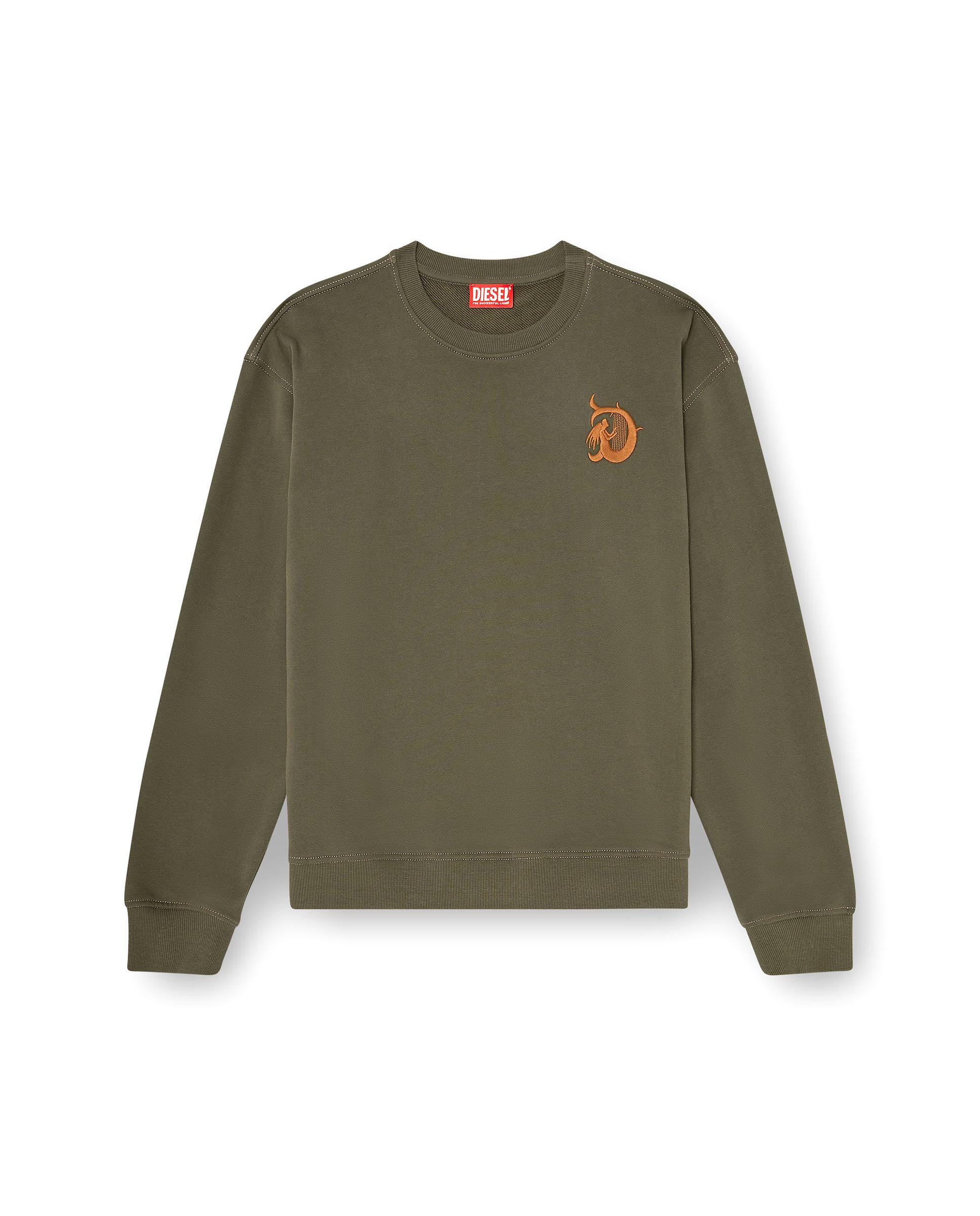 Sudadera de hombre con bordado y estampado flock - Diesel - Verde Verde-4