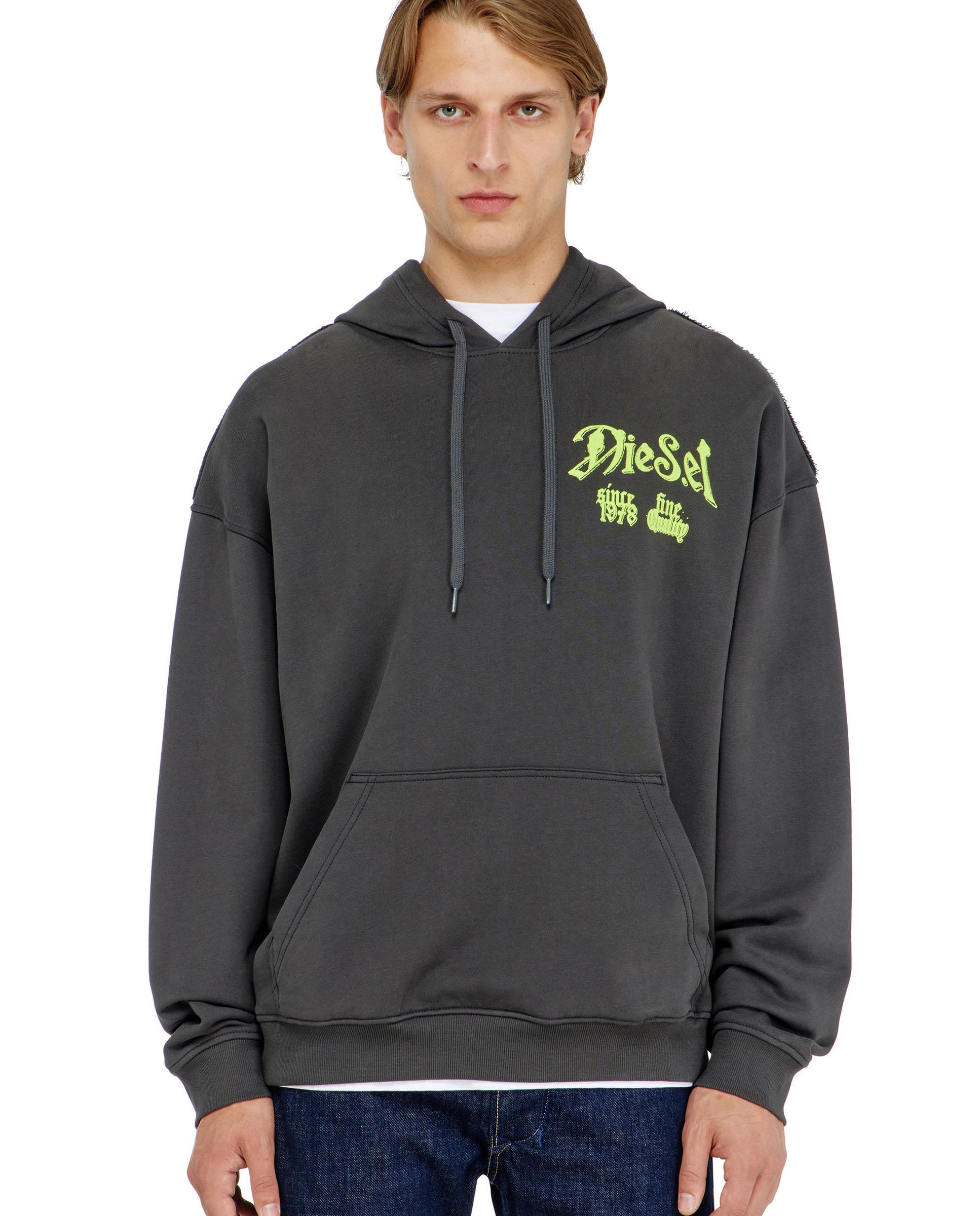 Imagen 0 de Sudadera de hombre con capucha de algodón con gráficos flocados Negro