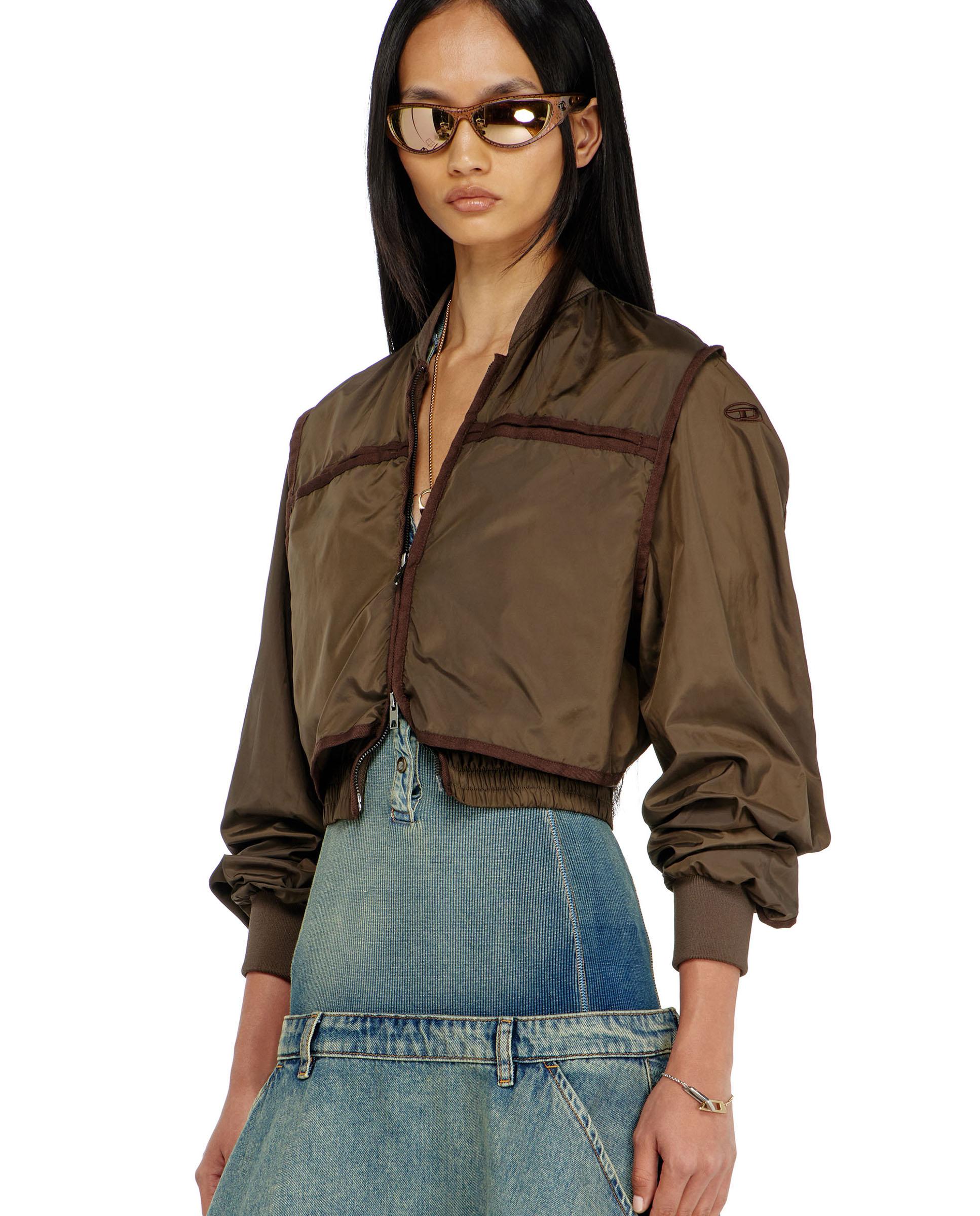 Cazadora de mujer cortavientos con logo oval bordado - Diesel - Marrón Marrón-1