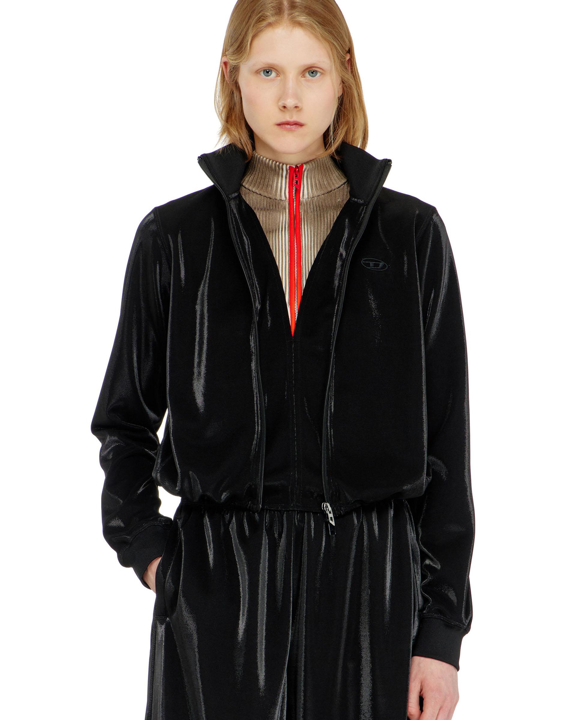 Imagen 0 de Sudadera de mujer con cremallera y efecto brillante Negro