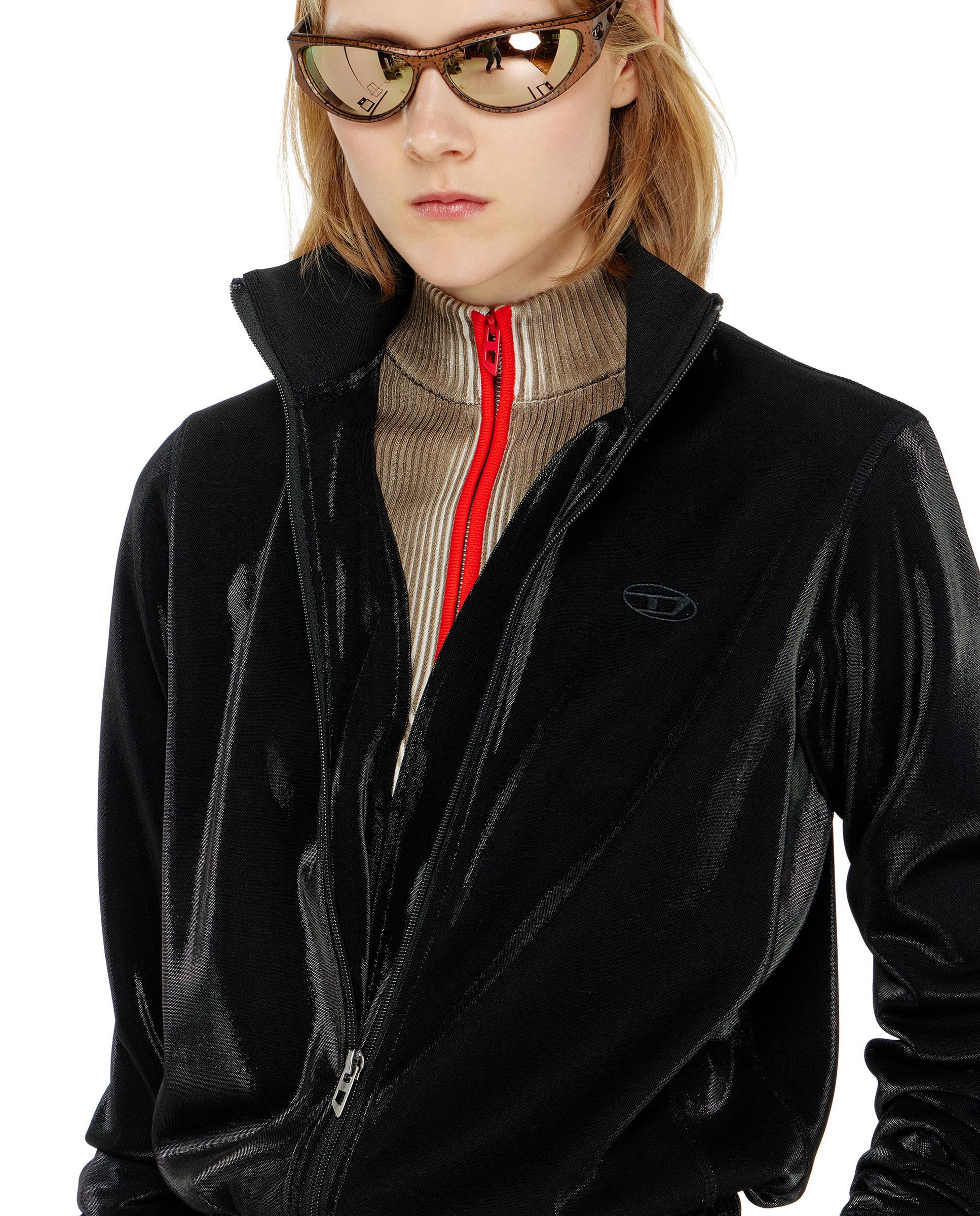 Sudadera de mujer con cremallera y efecto brillante - Diesel - Negro Negro-3
