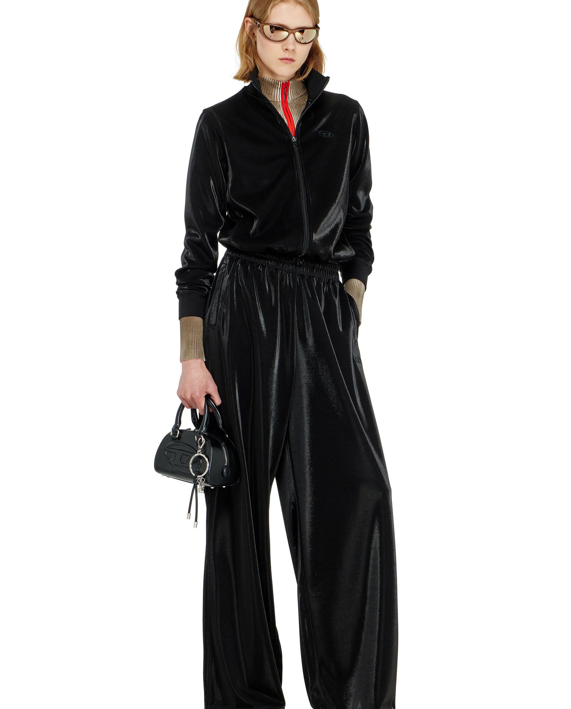 Sudadera de mujer con cremallera y efecto brillante - Diesel - Negro Negro-4