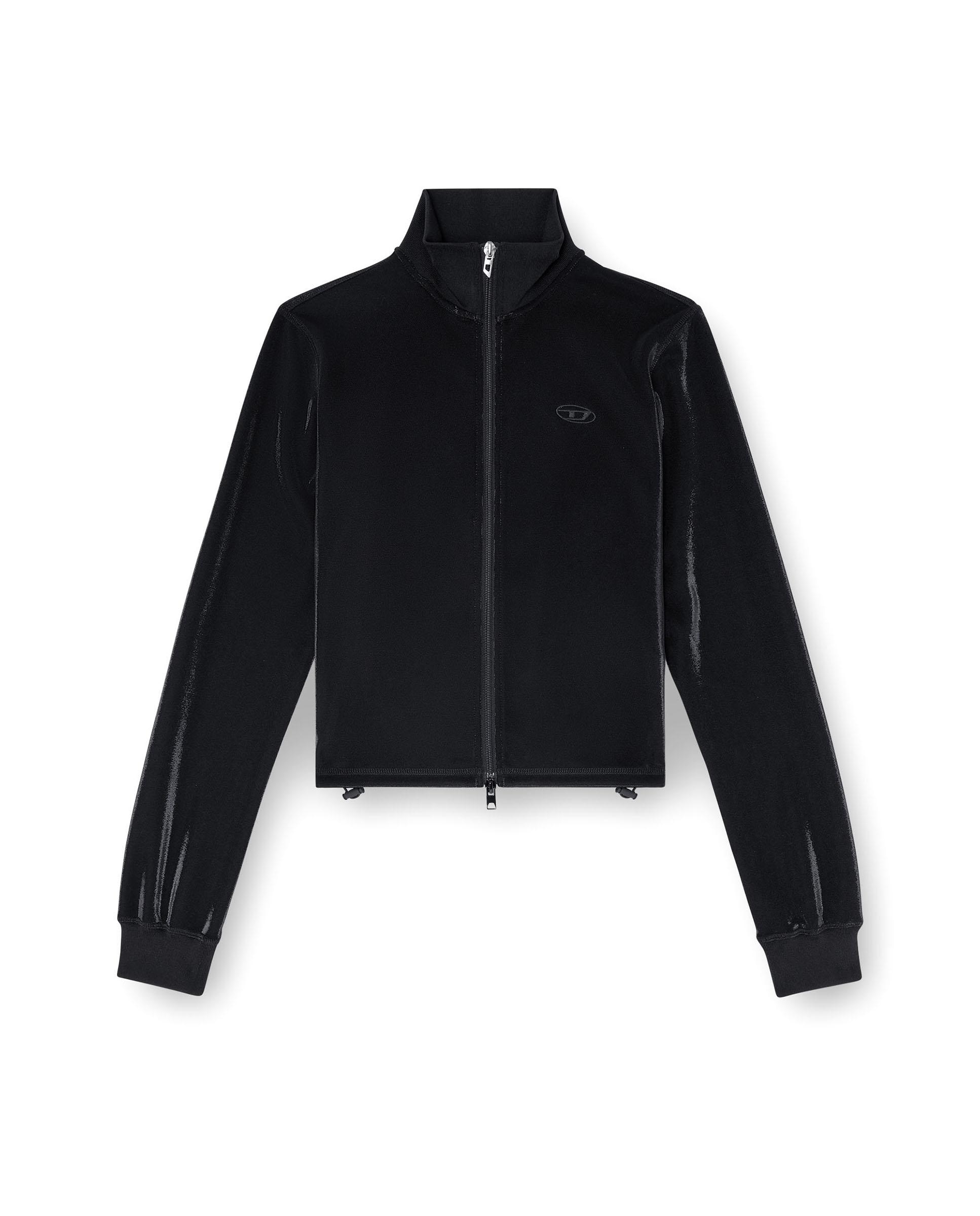 Sudadera de mujer con cremallera y efecto brillante - Diesel - Negro Negro-5