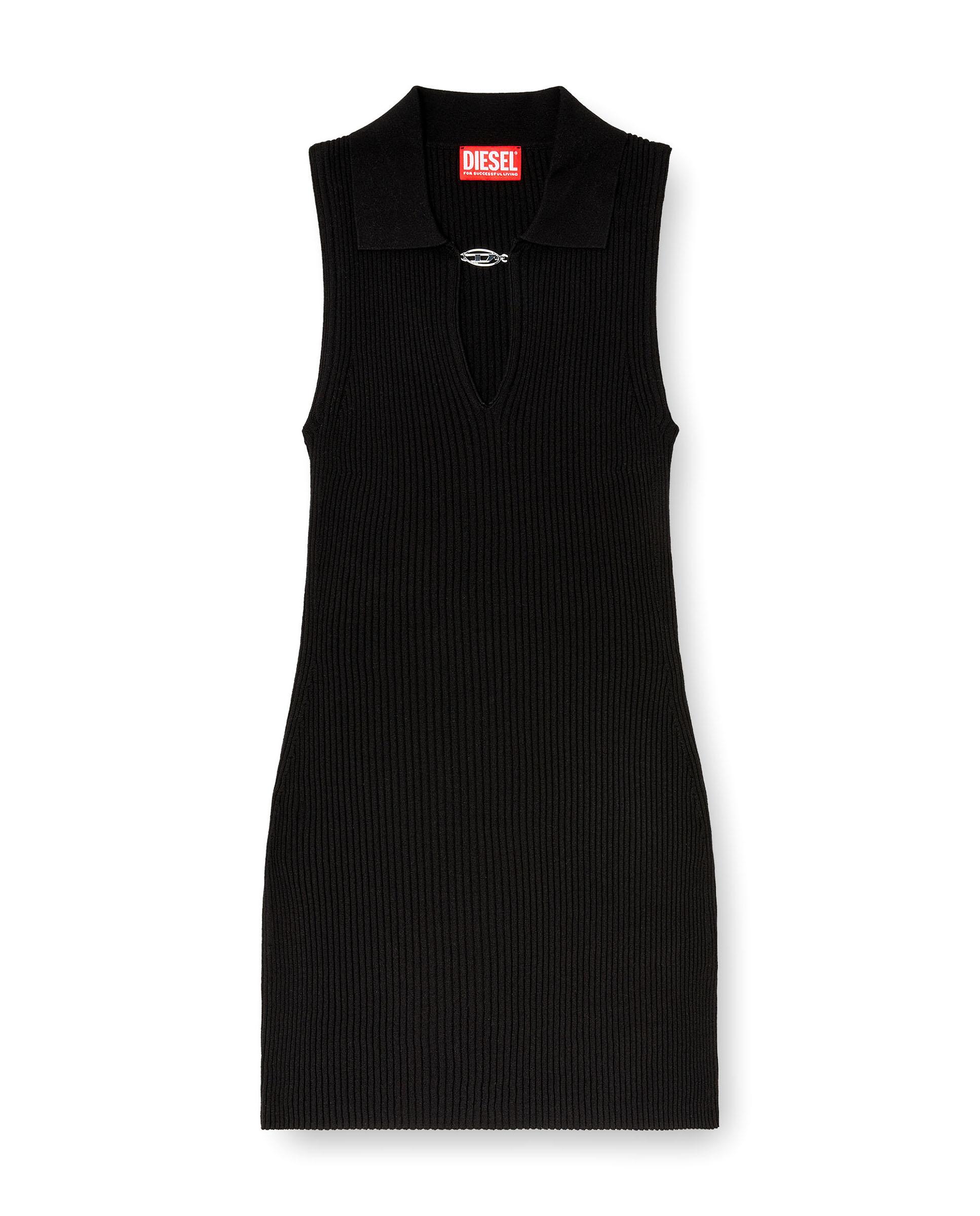 Vestido corto con placa oval d - Diesel - Negro Negro-5