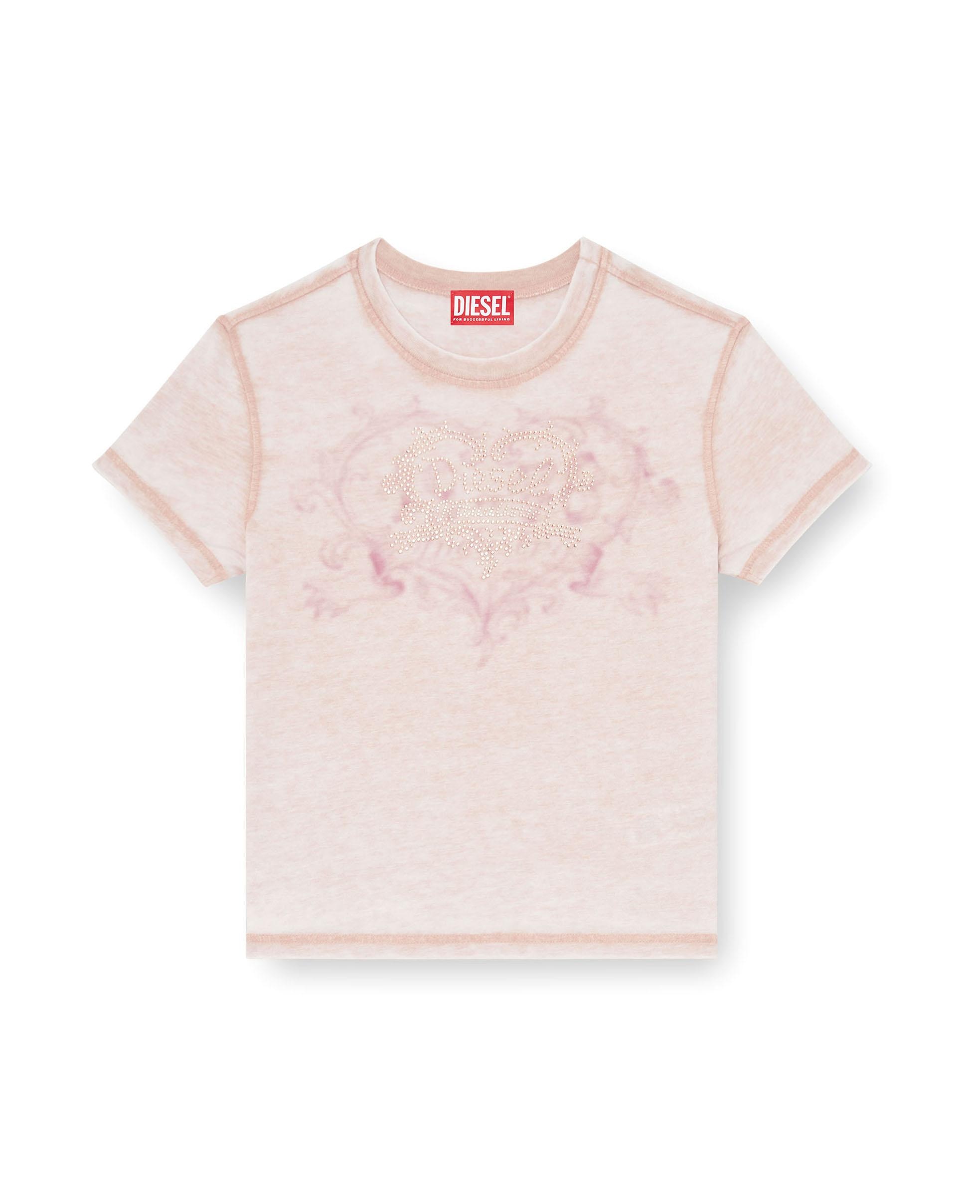 Camiseta de mujer de manga corta y cuello redondo - Diesel - Rosa Rosa-4