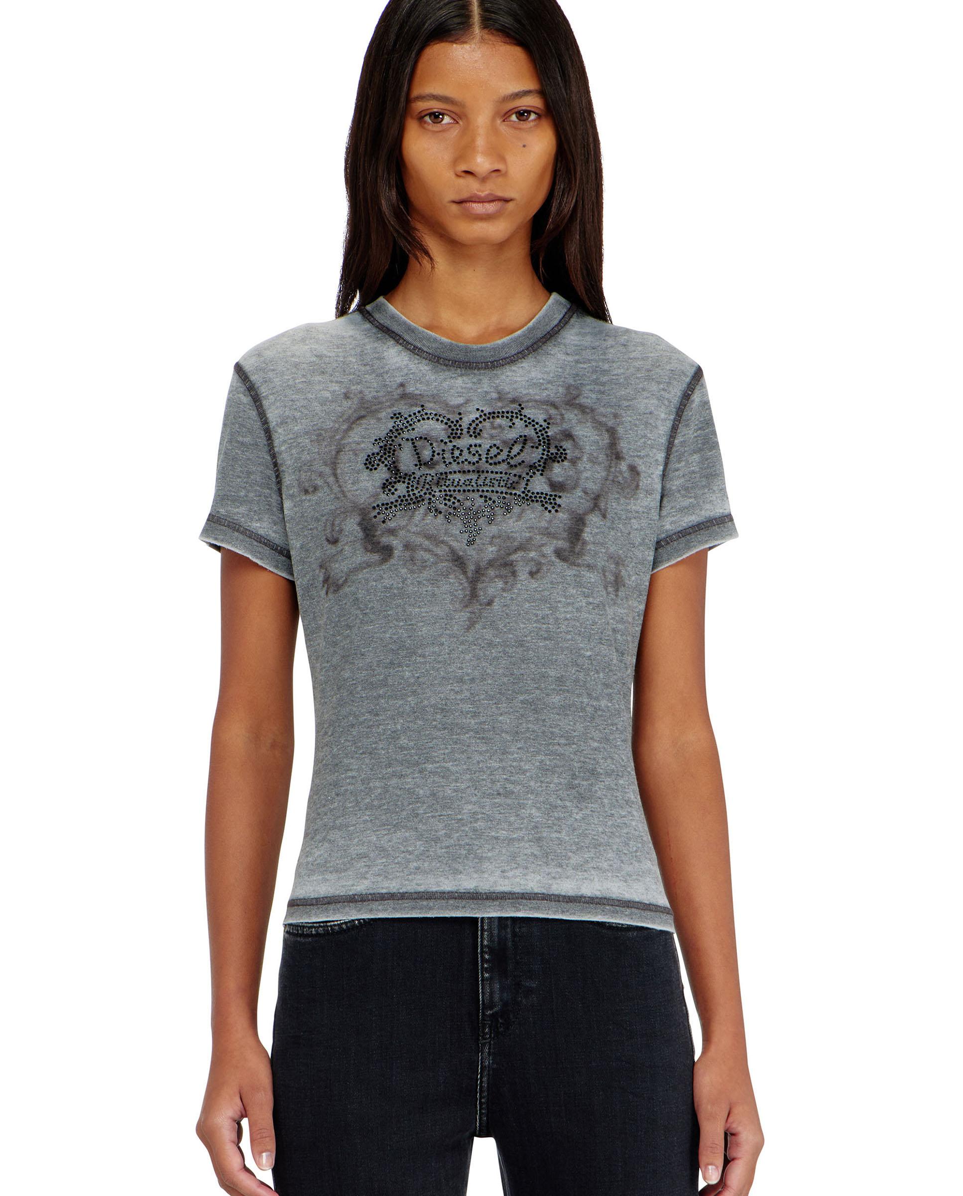 Camiseta de mujer de manga corta y cuello redondo - Diesel - Gris Gris-1