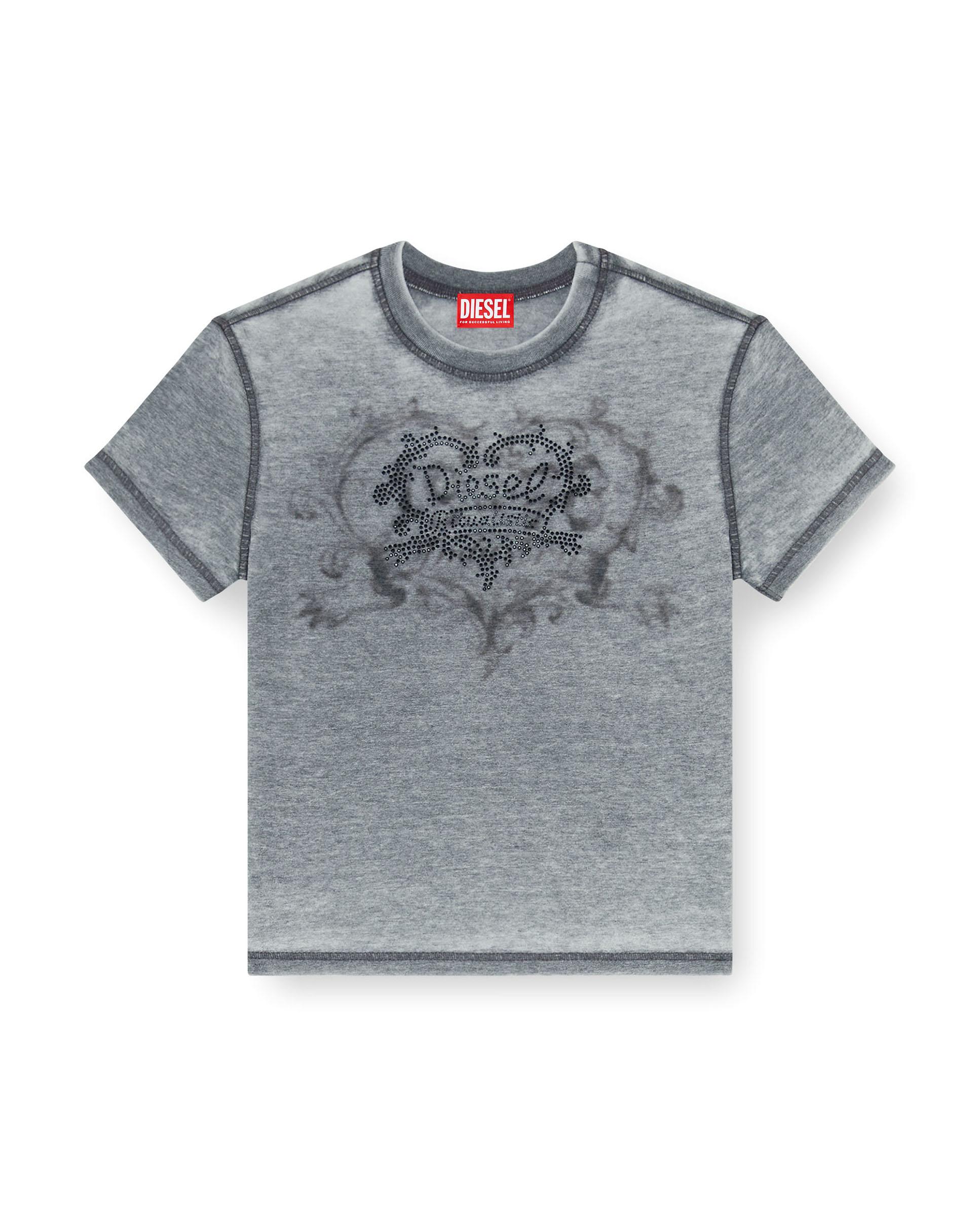 Camiseta de mujer de manga corta y cuello redondo - Diesel - Gris Gris-4