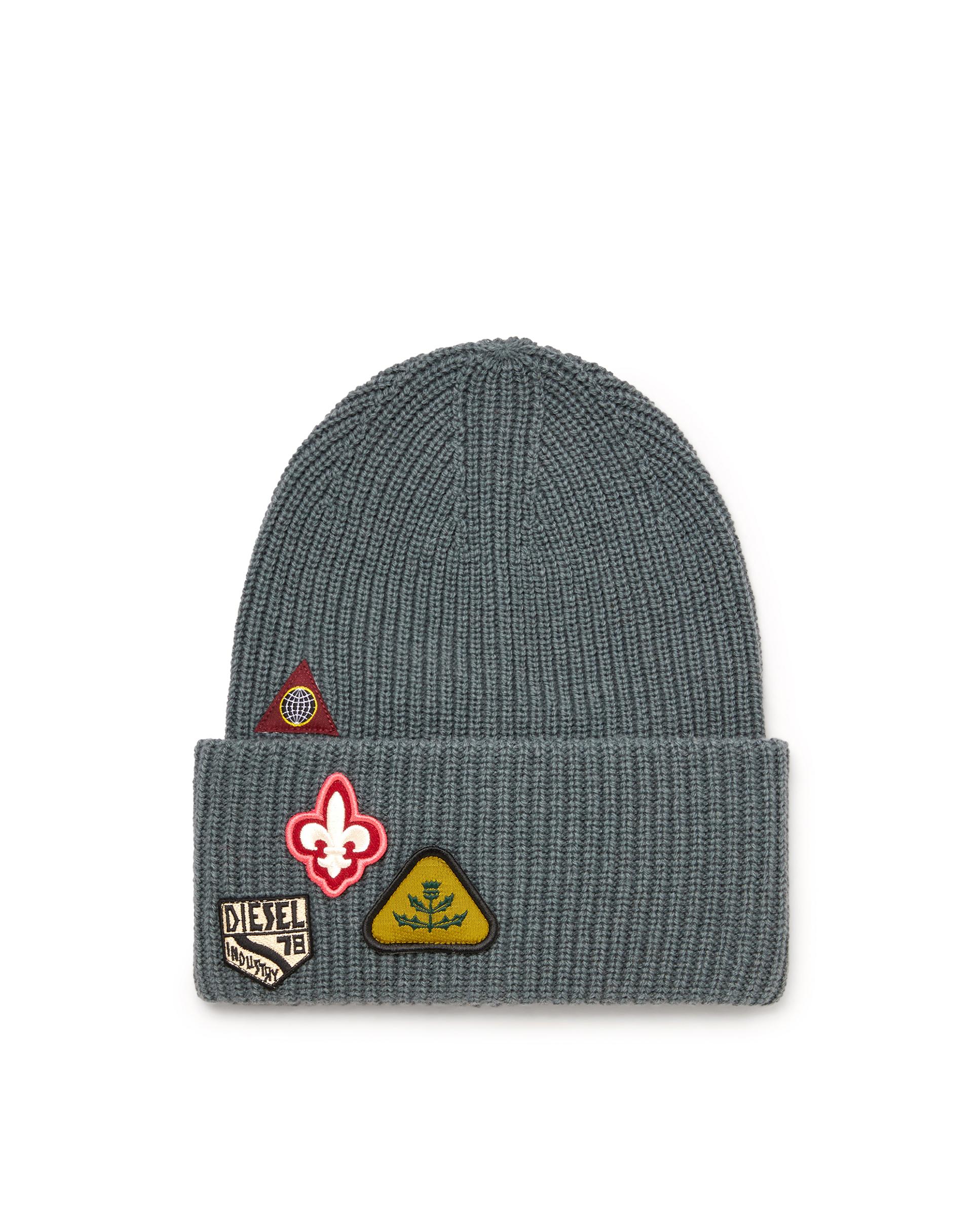 Imagen 0 de Gorro unisex de lana con parches de logo Gris