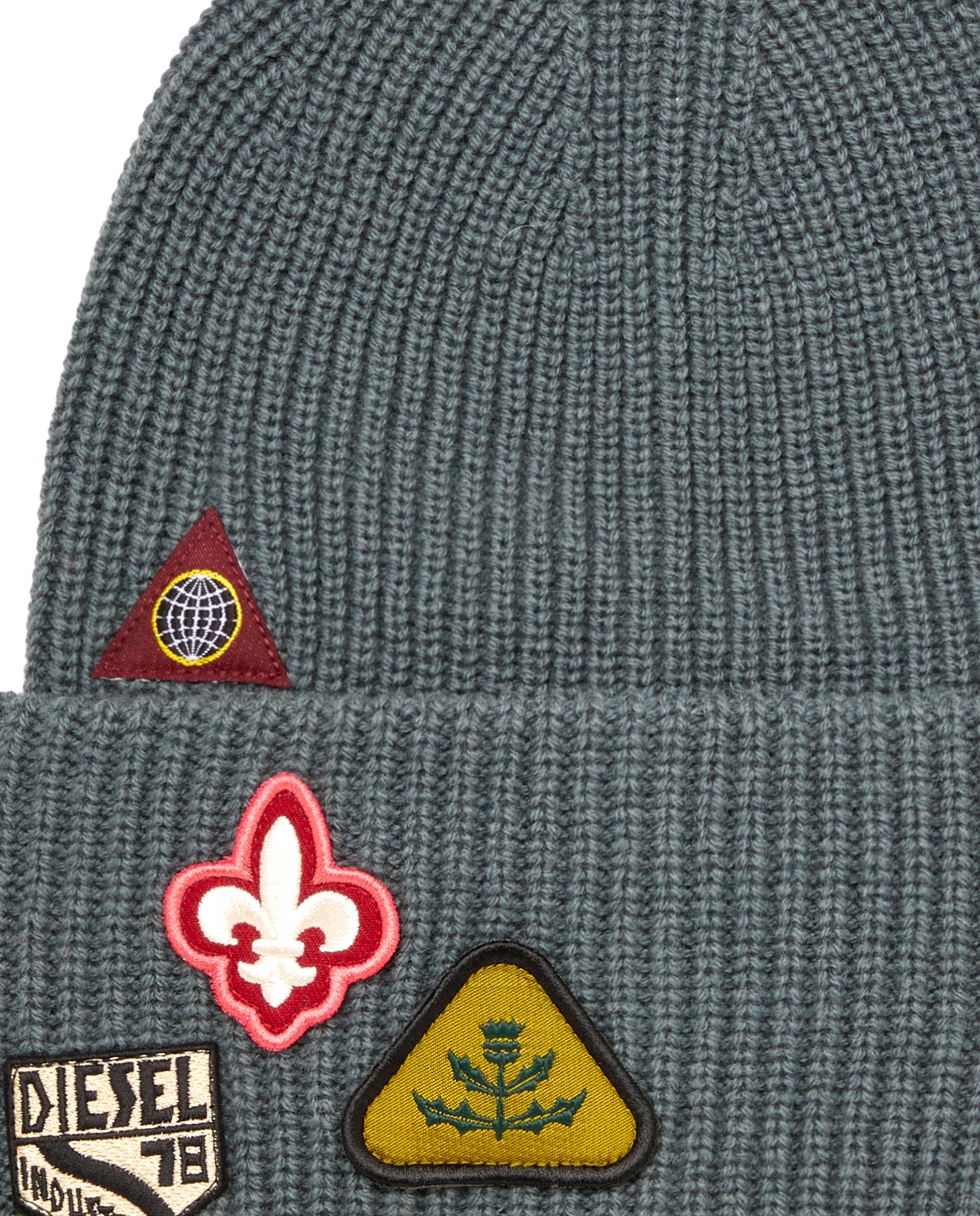 Gorro unisex de lana con parches de logo - Diesel - Gris Gris-2