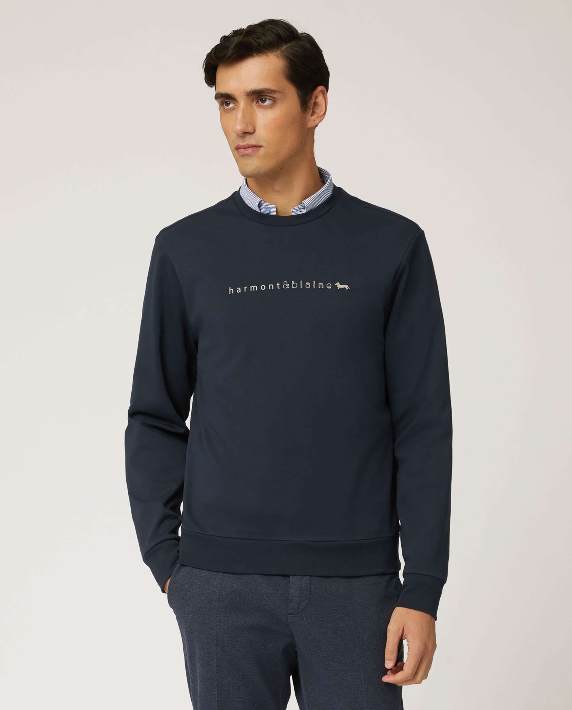 Sudadera de hombre en color azul marino con logotipo frontal Harmont Blaine El Corte Ingles