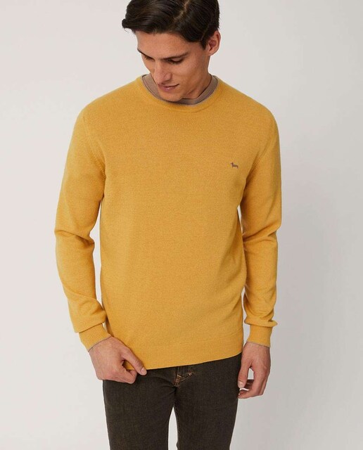 Imagen 0 de Jersey de hombre color mostaza con cuello redondo