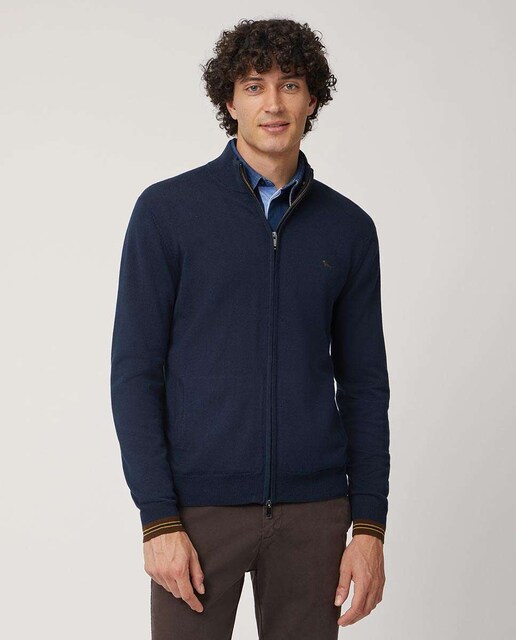 Imagen 0 de Chaqueta de hombre color azul marino con cremallera completa y estampado interior