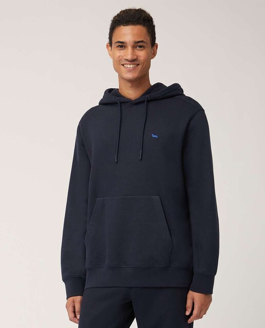 Imagen 0 de Sudadera de hombre color azul marino con capucha y teckel