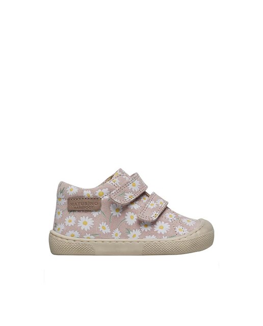 Imagen 0 de Zapatillas de niña barefoot de piel con estampado de manzanilla
