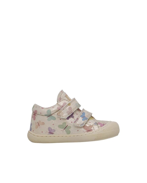 Imagen 0 de Zapatos de bebé niña primeros pasos de piel laminado con estampado de mariposas