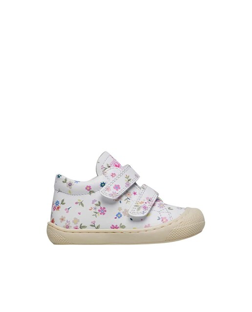 Imagen 0 de Zapatos de bebé niña primeros pasos de piel con estampado de flores