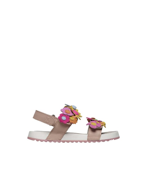 Imagen 0 de Sandalias de niña de piel con flores aplicadas