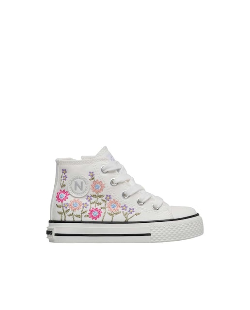 Imagen 0 de Zapatillas deportivas de niña tobilleras de tejido con flores