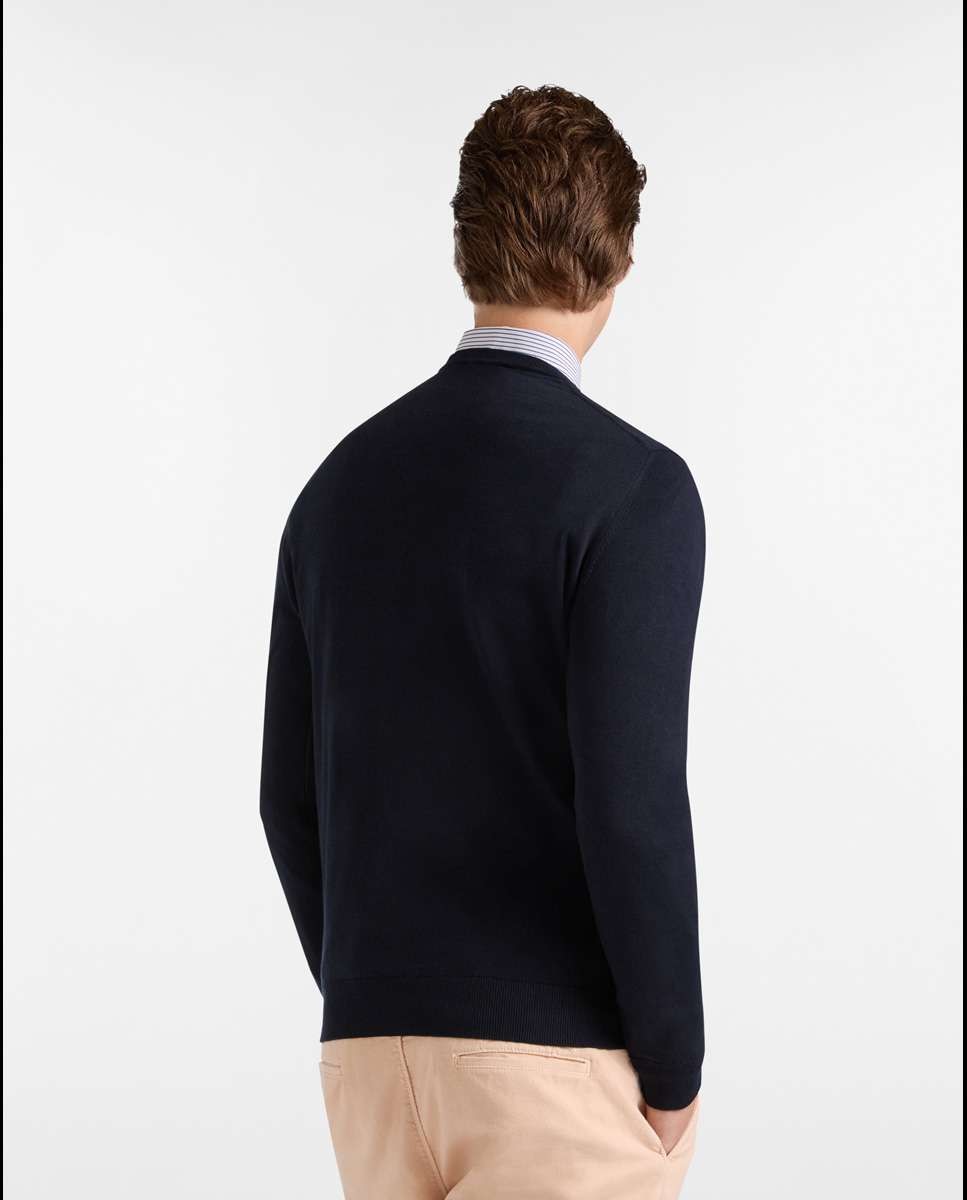 Jersey de hombre de cuello redondo algodón y cachemira - Marino Marino-2