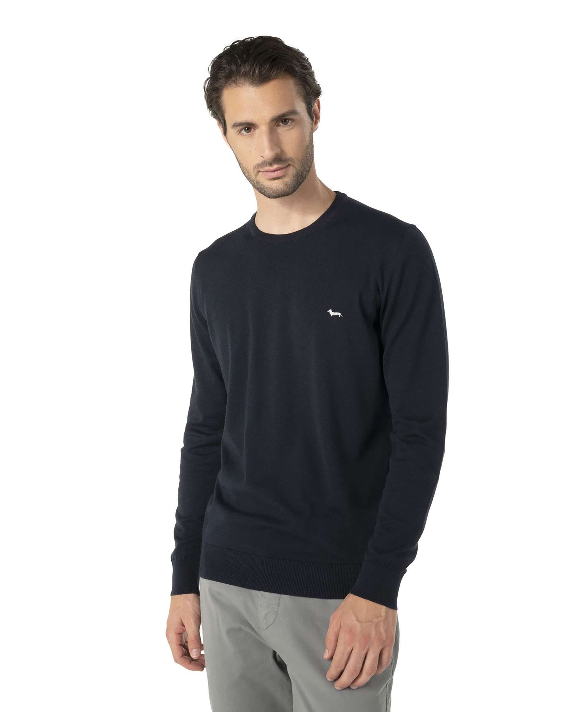 Jersey de hombre de cuello redondo algodón y cachemira - Azul marino Azul marino-1